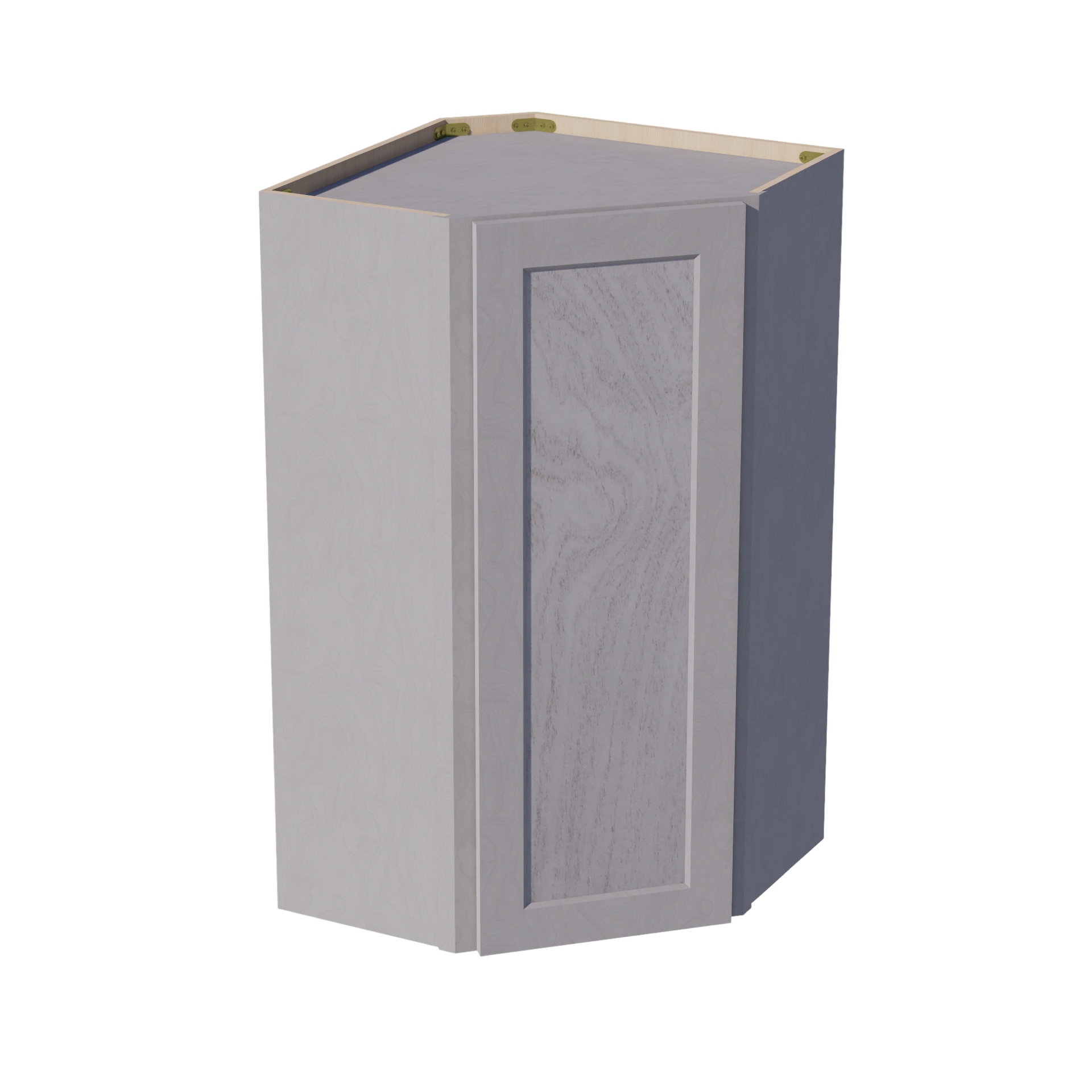WDC2442-SWG Diagonal Wall Corner Cabinet 1 Door & 2 Shelves - Shaker Style - Washed Grey   24"W x 42"H x 24"D