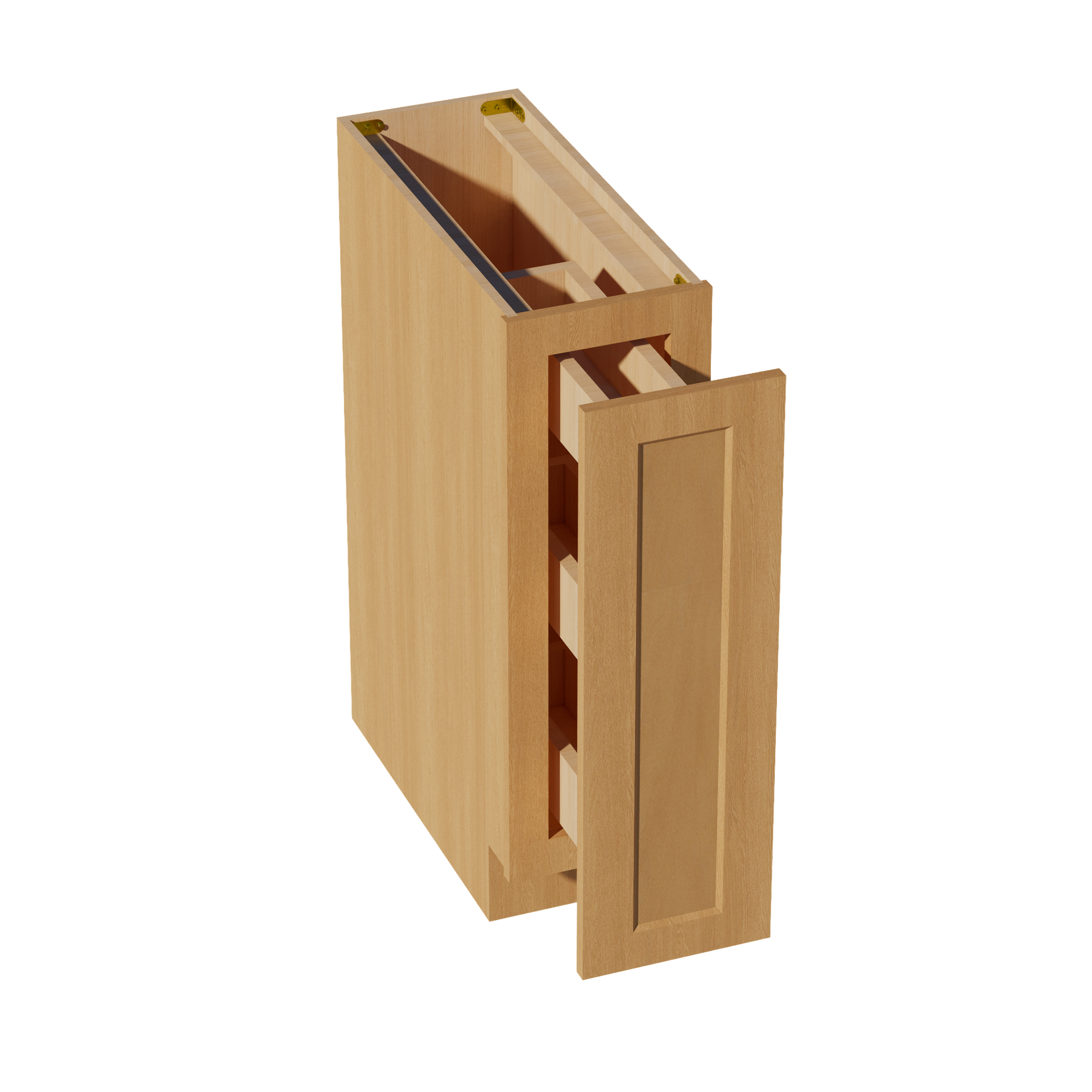 BF09-PO-ST  Base cabinet Full Door Pull Out Spice Rack - Shaker Style - Timber   09"W x 34-1/2"H x 24"D