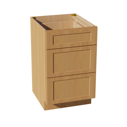 DB21-ST  Base Cabinet 3 Drawers - Shaker Style - Timber   21"W x 34-1/2"H x 24"D