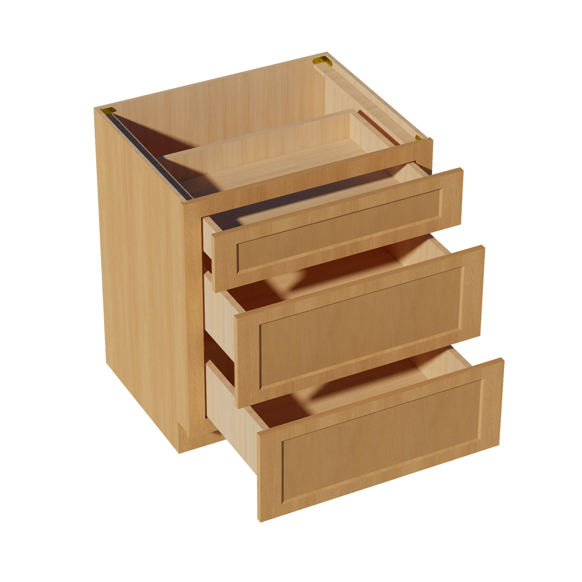 DB30-2-ST  Base Cabinet 3 Drawers - Shaker Style - Timber   30"W x 34-1/2"H x 24"D