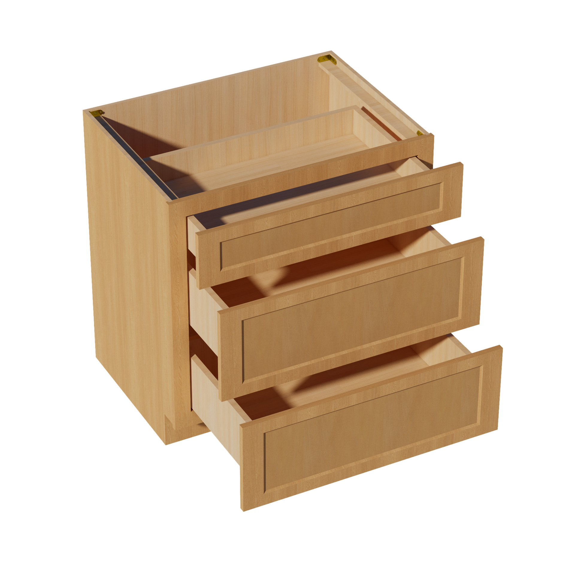 DB33-ST  Base Cabinet 3 Drawers - Shaker Style - Timber   33"W x 34-1/2"H x 24"D