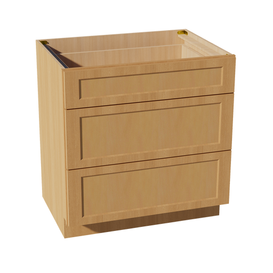 DB33-ST  Base Cabinet 3 Drawers - Shaker Style - Timber   33"W x 34-1/2"H x 24"D