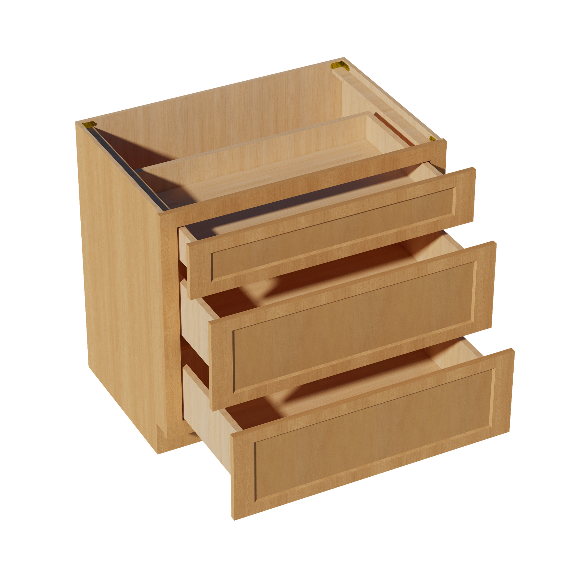 DB36-ST  Base Cabinet 3 Drawers - Shaker Style - Timber   36"W x 34-1/2"H x 24"D