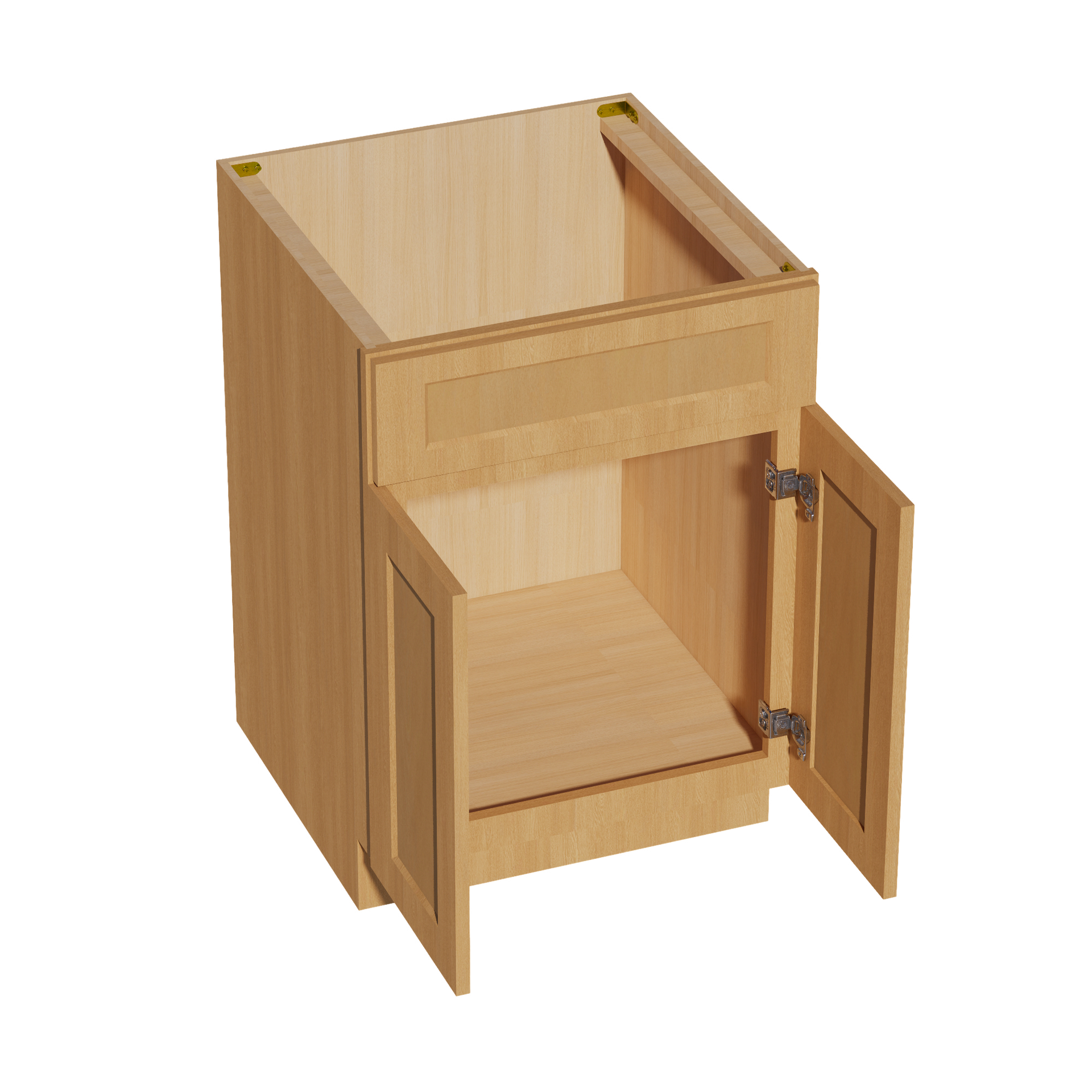 SB24-ST  Sink Base Cabinet 2 Door 2 False Drawer  - Shaker Style - Timber   24"W x 34-1/2"H x 24"D