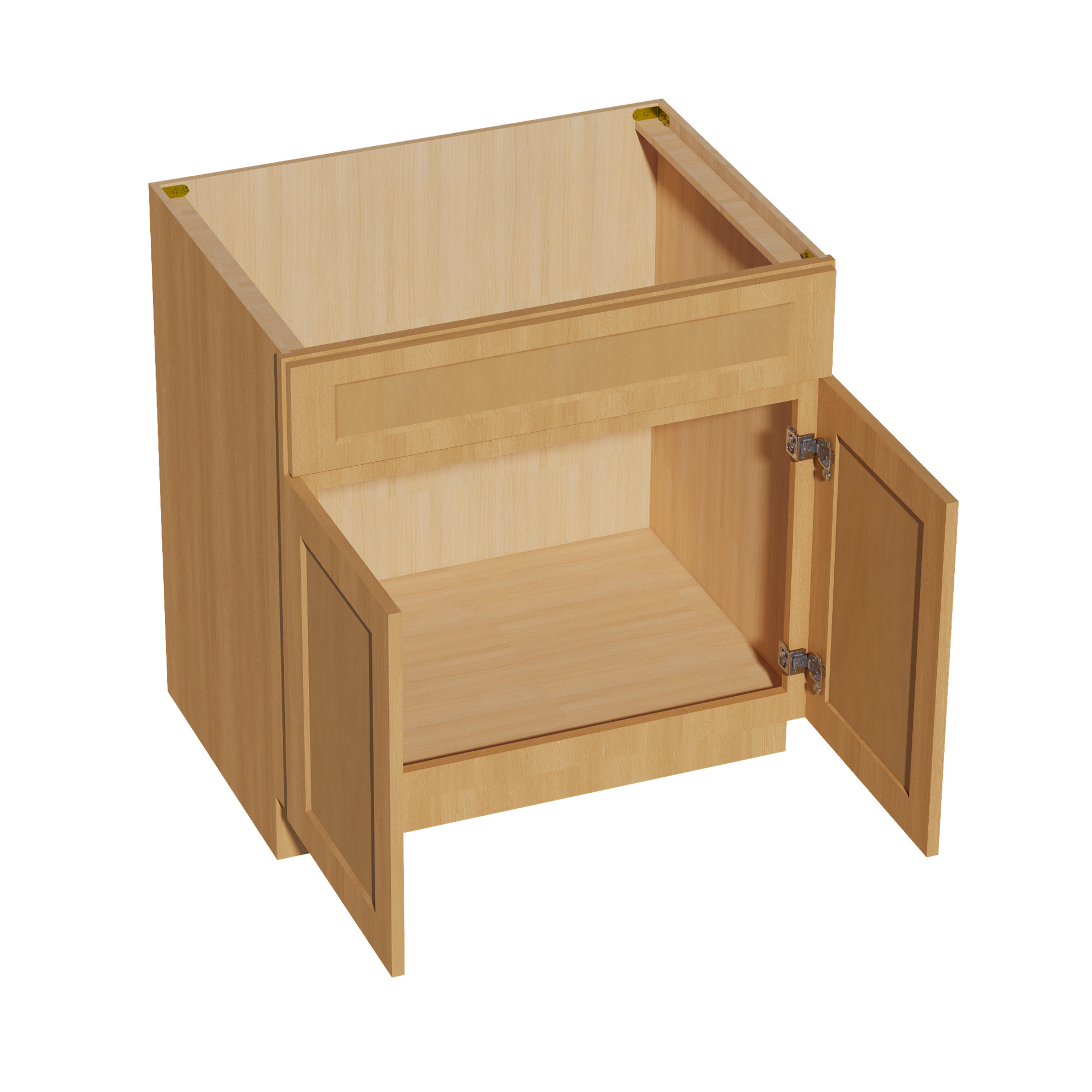 SB33-ST  Sink Base Cabinet 2 Door 2 False Drawer  - Shaker Style - Timber   33"W x 34-1/2"H x 24"D