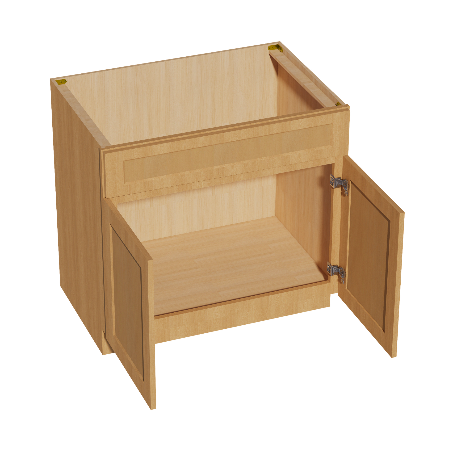 SB36-ST  Sink Base Cabinet 2 Door 2 False Drawer  - Shaker Style - Timber   36"W x 34-1/2"H x 24"D