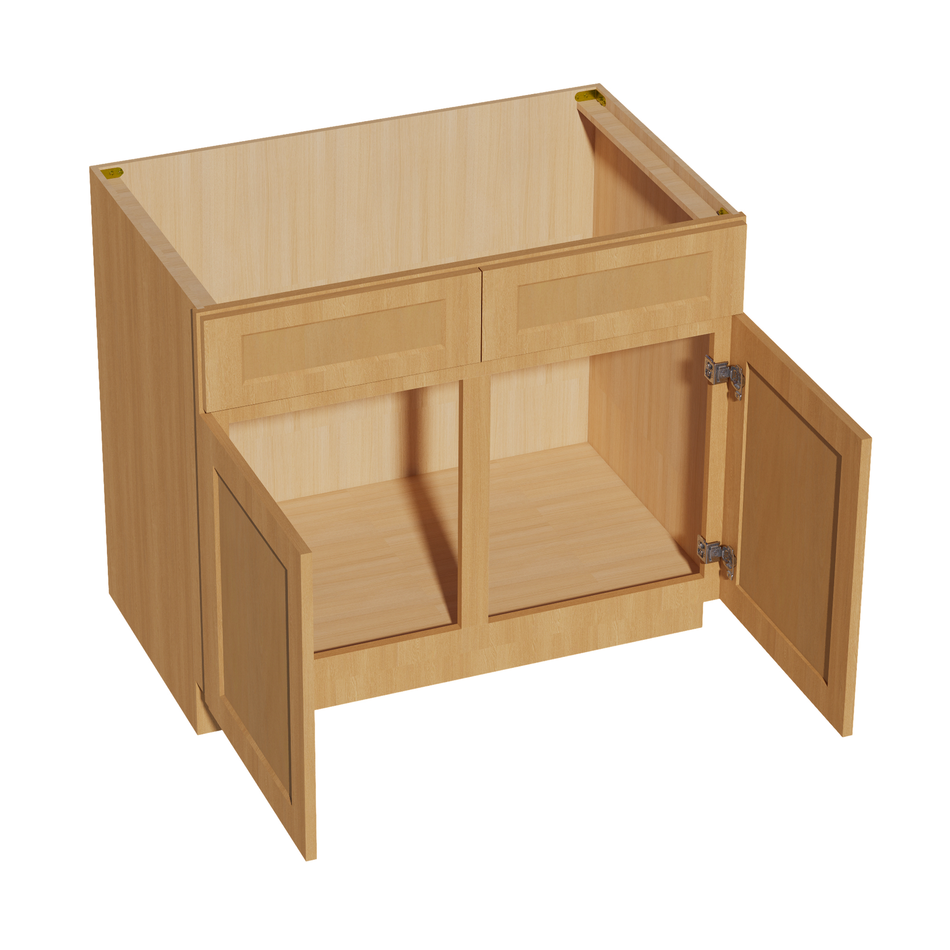 SB39-ST  Sink Base Cabinet 2 Door 2 False Drawer  - Shaker Style - Timber   39"W x 34-1/2"H x 24"D