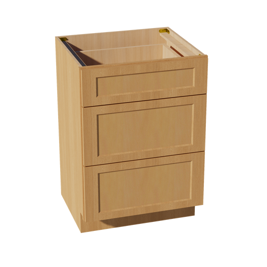 VDB2421-ST: Shaker Timber 24"W x 34-1/2"H x 21"D  3 Drawers Vanity Base Cabinets
