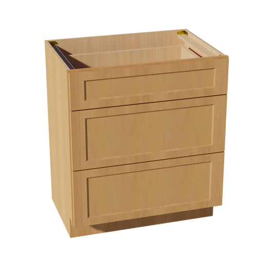 VDB3021-ST: Shaker Timber 30"W x 34-1/2"H x 21"D  3 Drawers Vanity Base Cabinets