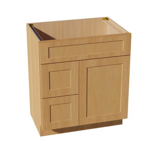 VSD3021L-ST  Vanity Sink Base 2 Doors & 2 Left Drawers Offset - Shaker Style - Timber   30"W x 34-1/2"H x 21"D