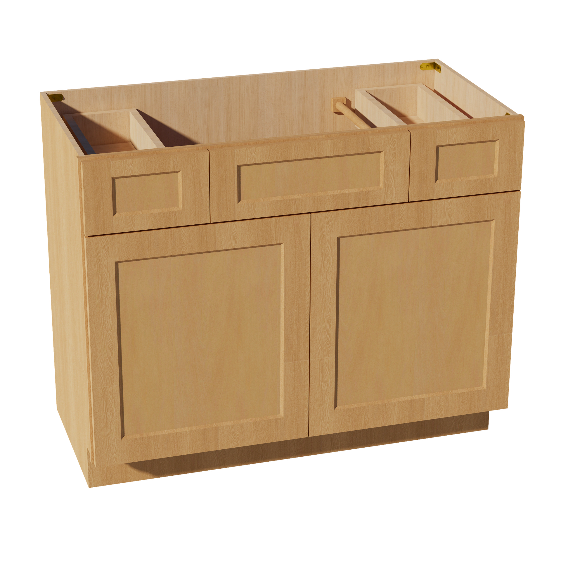 VSD4221-ST  Vanity Sink Base 2 Doors 2 Drawers & 1 Centered False Drawer  - Shaker Style - Timber   42"W x 34-1/2"H x 21"D