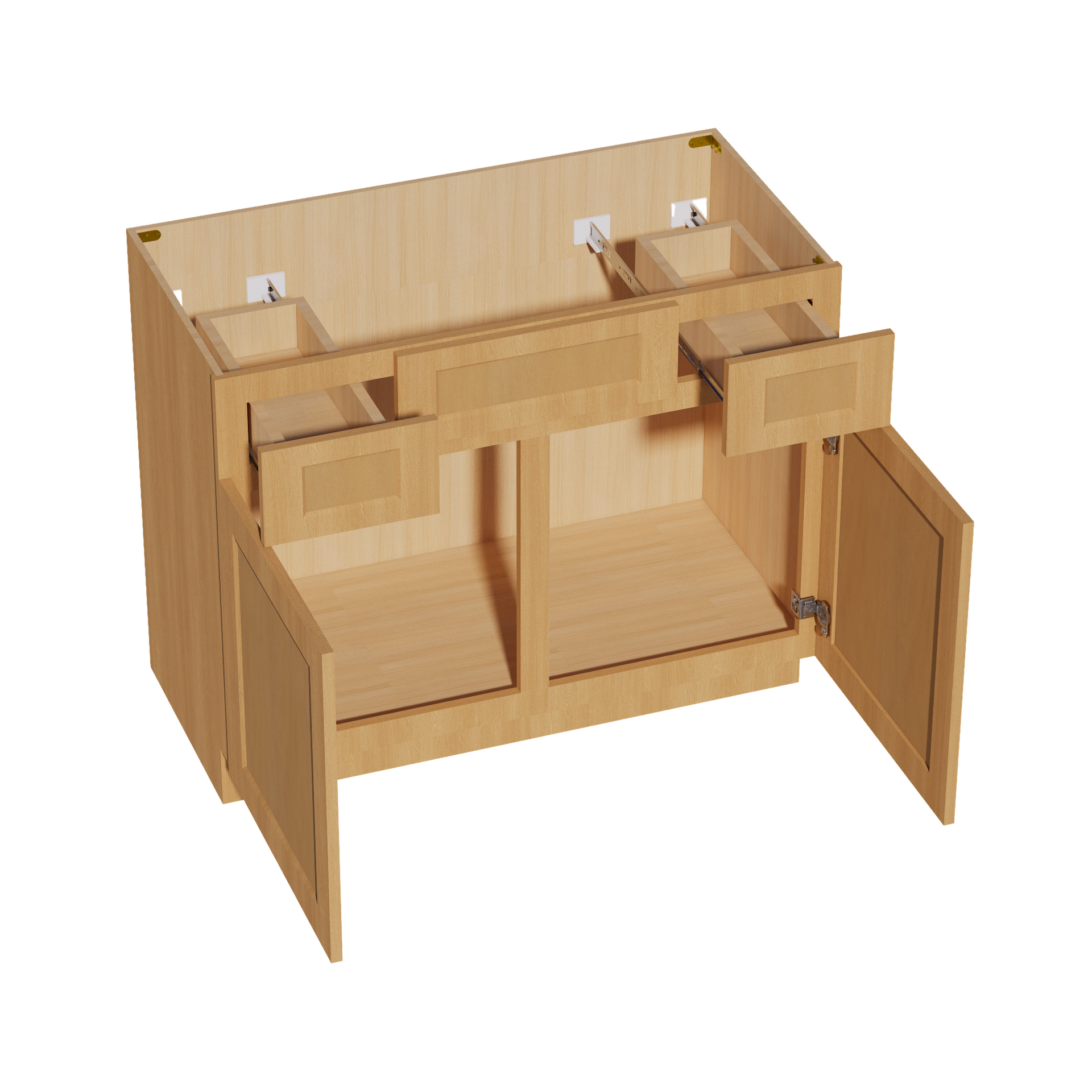 VSD4221-ST  Vanity Sink Base 2 Doors 2 Drawers & 1 Centered False Drawer  - Shaker Style - Timber   42"W x 34-1/2"H x 21"D