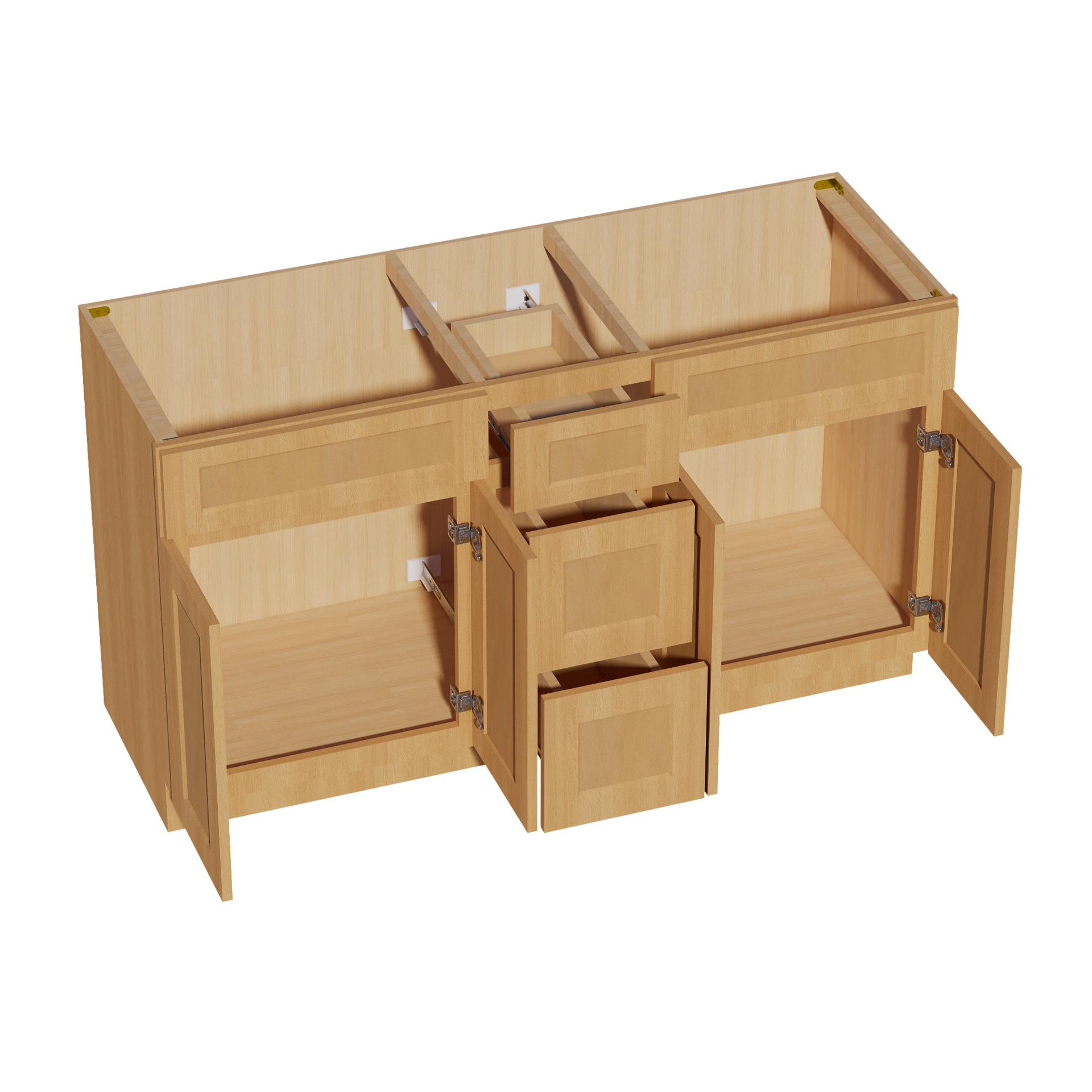VSD60DOUBLE-ST  Vanity Sink Base Combo Cabinet  2 Doors 6 Drawers & 1 False Drawer Single Vanity - Shaker Style - Timber   60"W x 34-1/2"H x 21"D