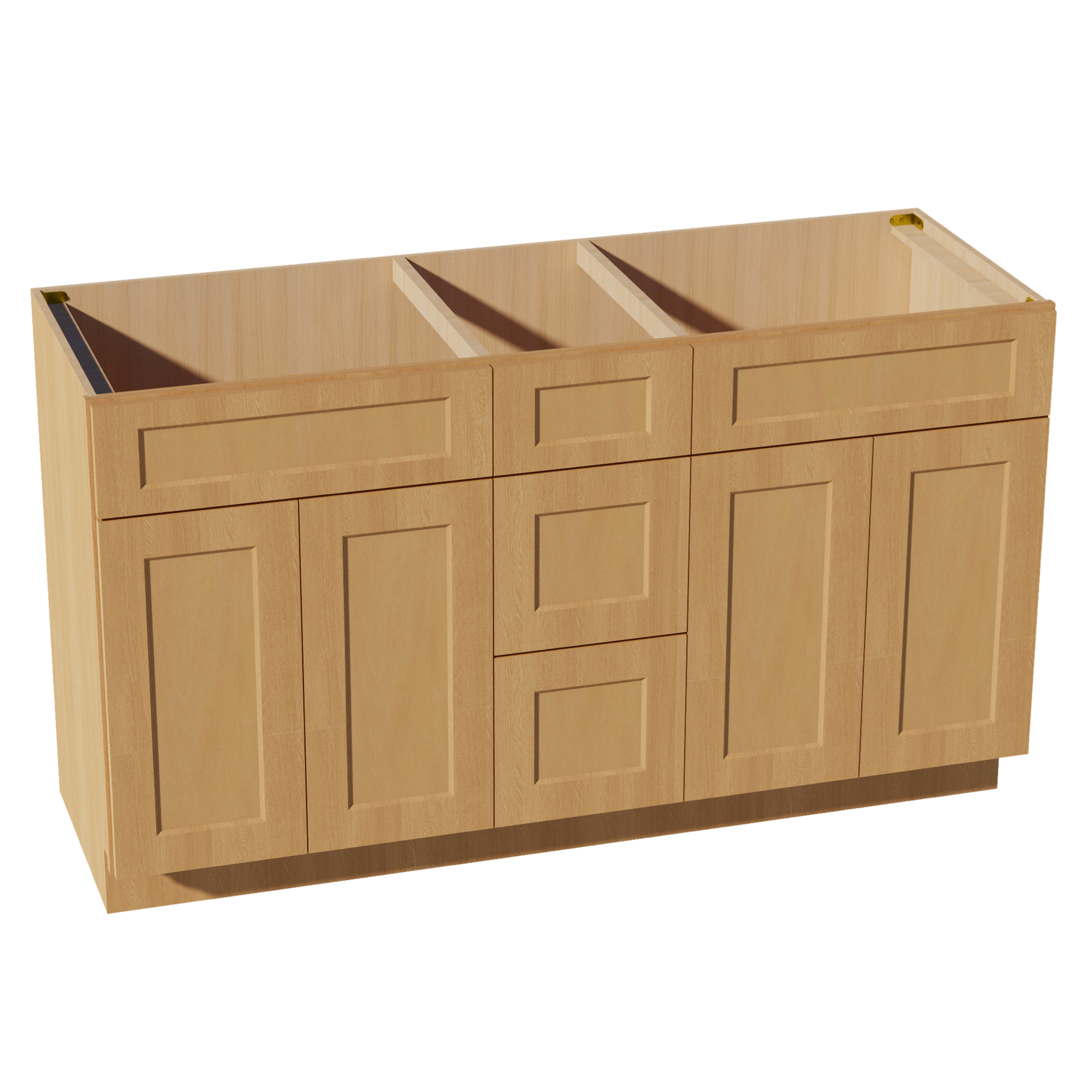 VSD60DOUBLE-ST  Vanity Sink Base Combo Cabinet  2 Doors 6 Drawers & 1 False Drawer Single Vanity - Shaker Style - Timber   60"W x 34-1/2"H x 21"D