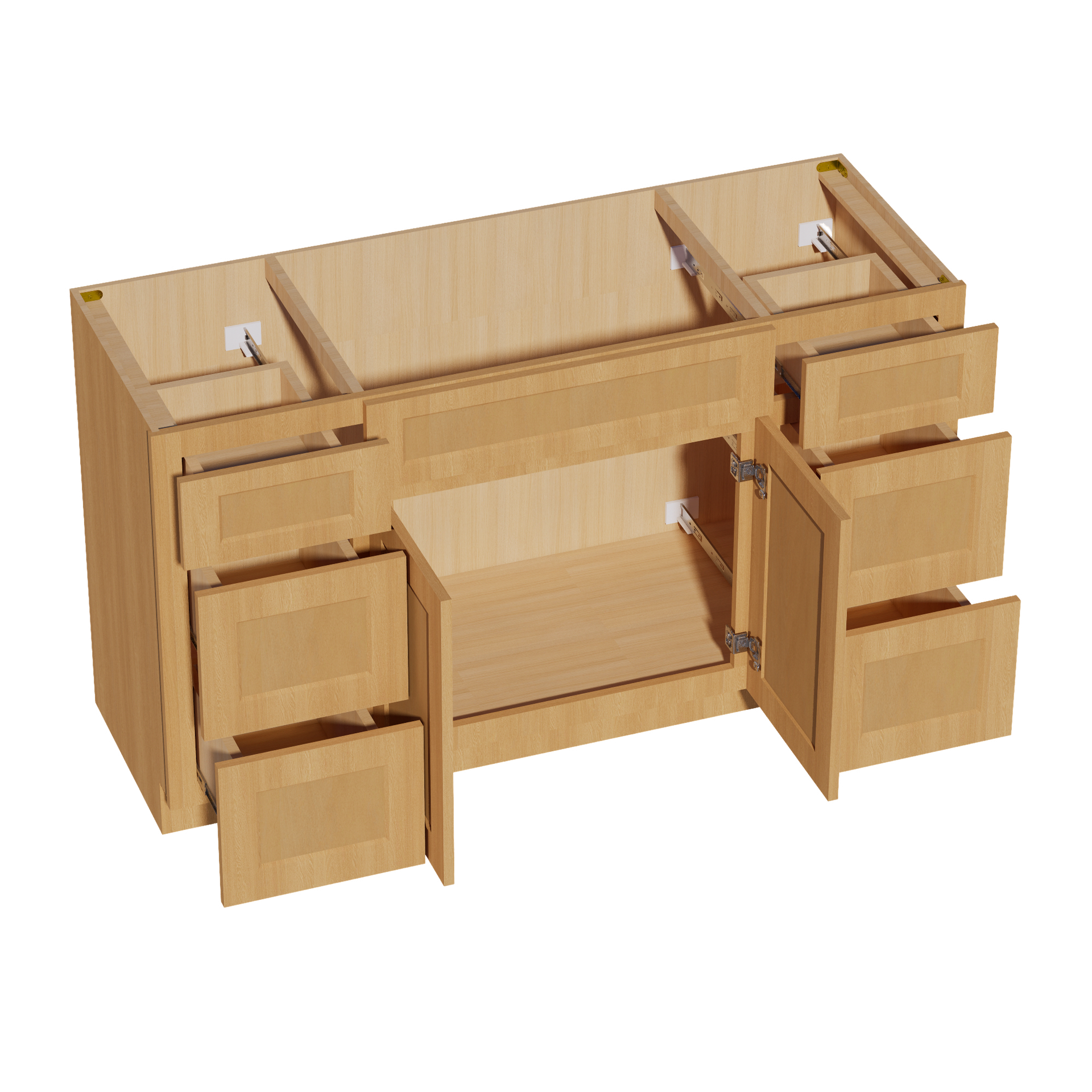 VSD60SINGLE-ST  Vanity Sink Base Combo Cabinet  4 Doors 3 Drawers & 2 False Drawers Single Vanity - Shaker Style - Timber   60"W x 34-1/2"H x 21"D