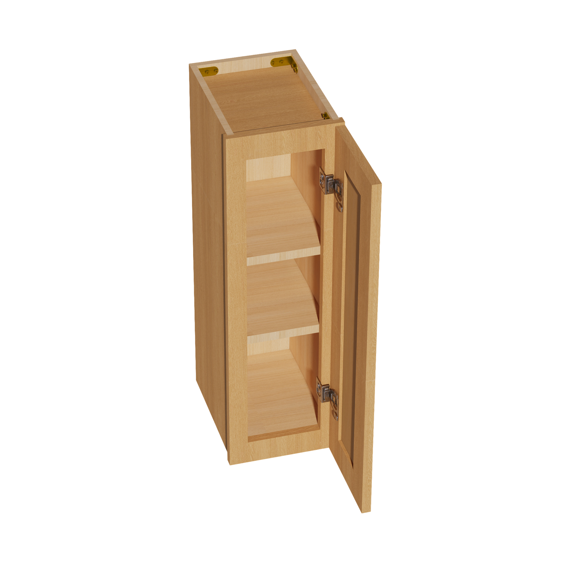 W0930-ST  Wall Cabinet 1 Door & 2 Shelves - Shaker Style - Timber   09"W x 30"H x 12"D