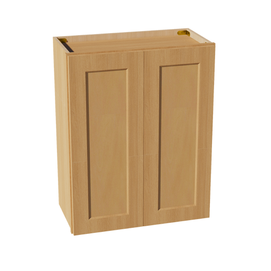 W2430-ST: Shaker Timber 24"W x 30"H 2 Doors & 2 Shelves Standard Wall Cabinet