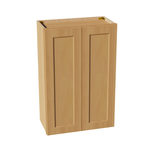 W2436-ST: Shaker Timber 24"W x 36"H 2 Doors & 2 Shelves Standard Wall Cabinet