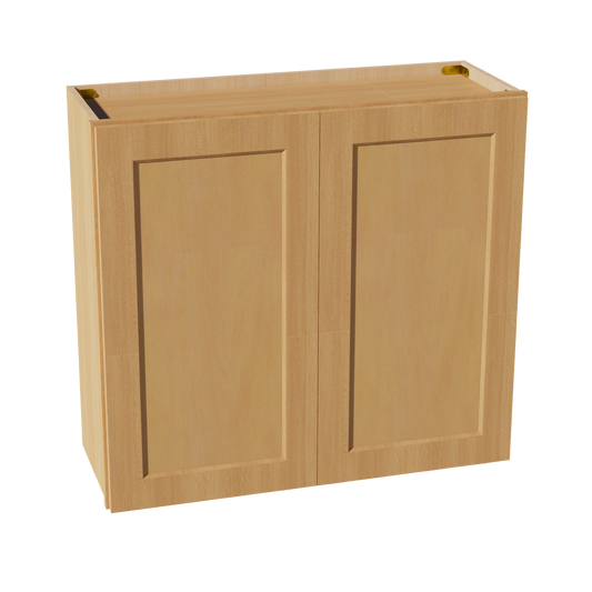 W3330-ST: Shaker Timber 33"W x 30"H 2 Doors & 2 Shelves Standard Wall Cabinet