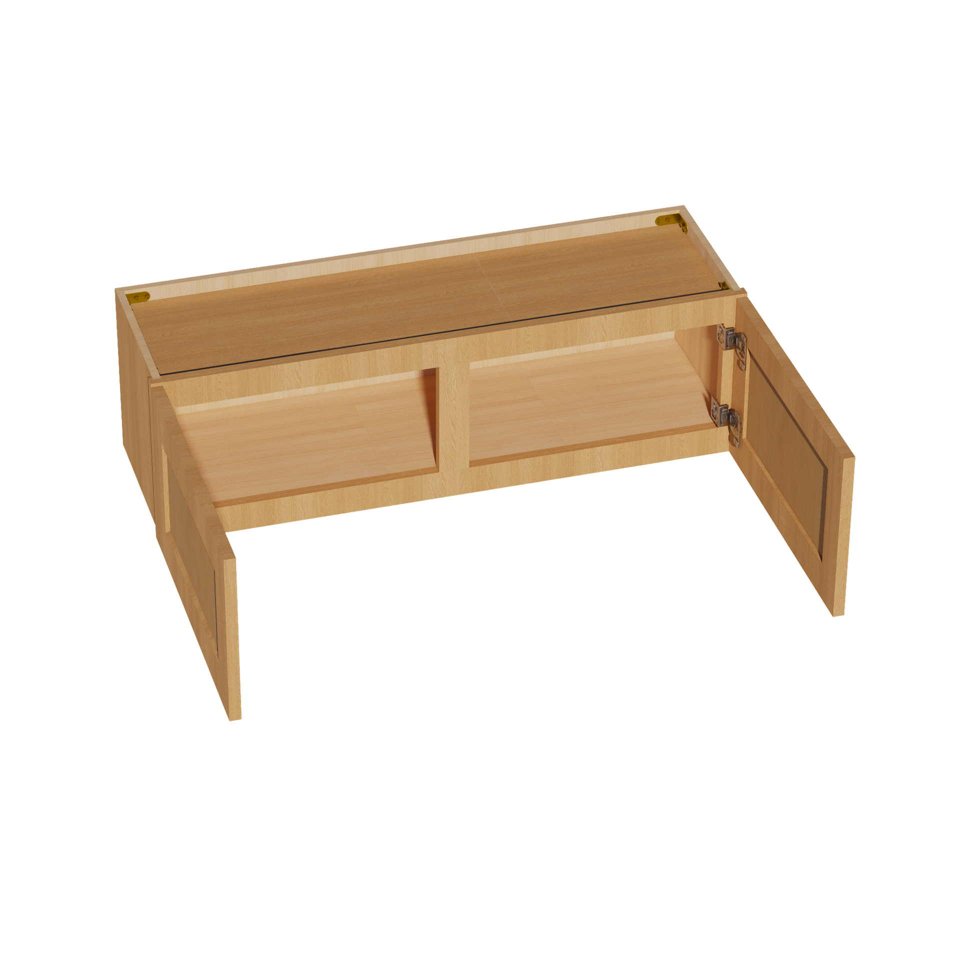 W391224-ST  Wall Cabinet 2 Doors & 2 Shelves - Shaker Style - Timber   39"W x 12"H x 24"D