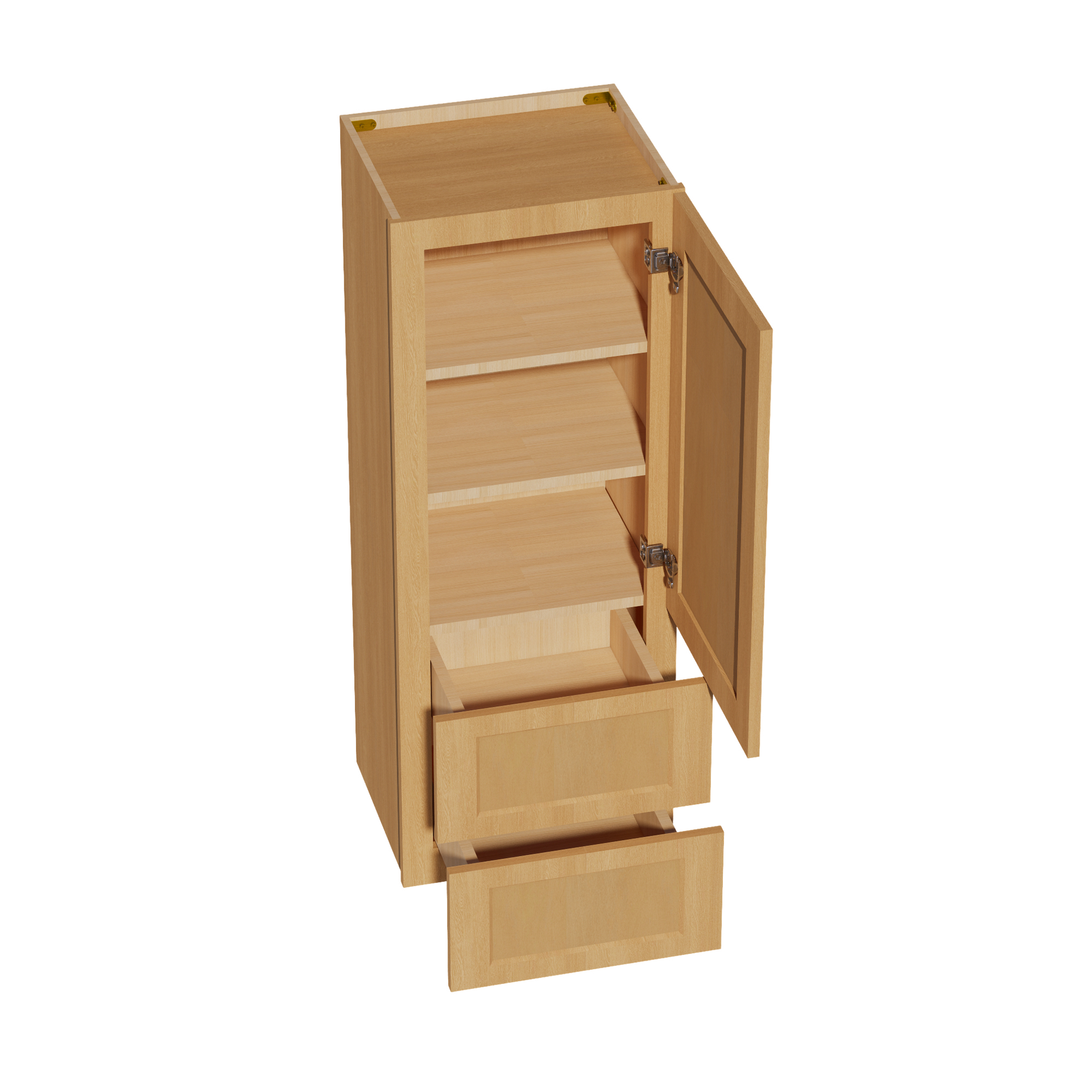 WD1848-ST  Diagonal Wall Corner Cabinet 1 Door & 2 Shelves - Shaker Style - Timber   18'W x 48"H x 15"D