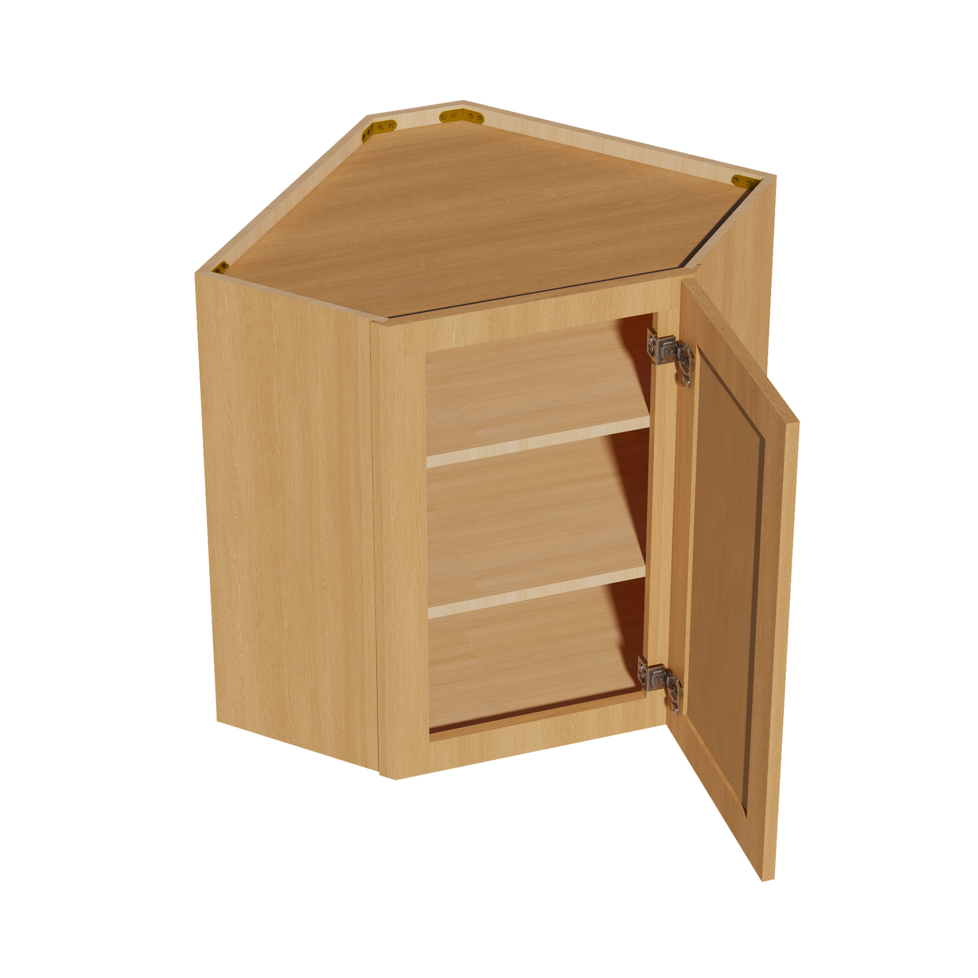 WDC2430-ST: Shaker Timber 24"W x 30"H 1 Door & 2 Shelves Diagonal Wall Corner Cabinet
