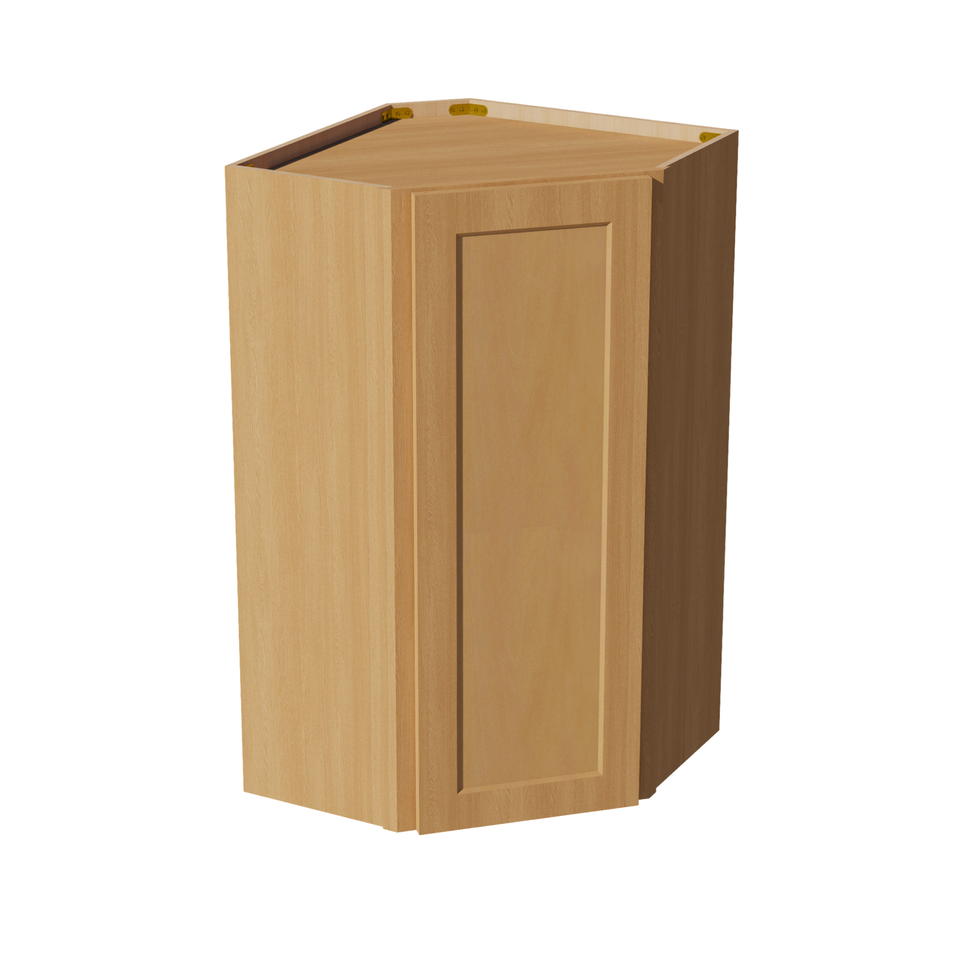 WDC2442-ST: Shaker Timber 24"W x 42"H 1 Door & 2 Shelves Diagonal Wall Corner Cabinet