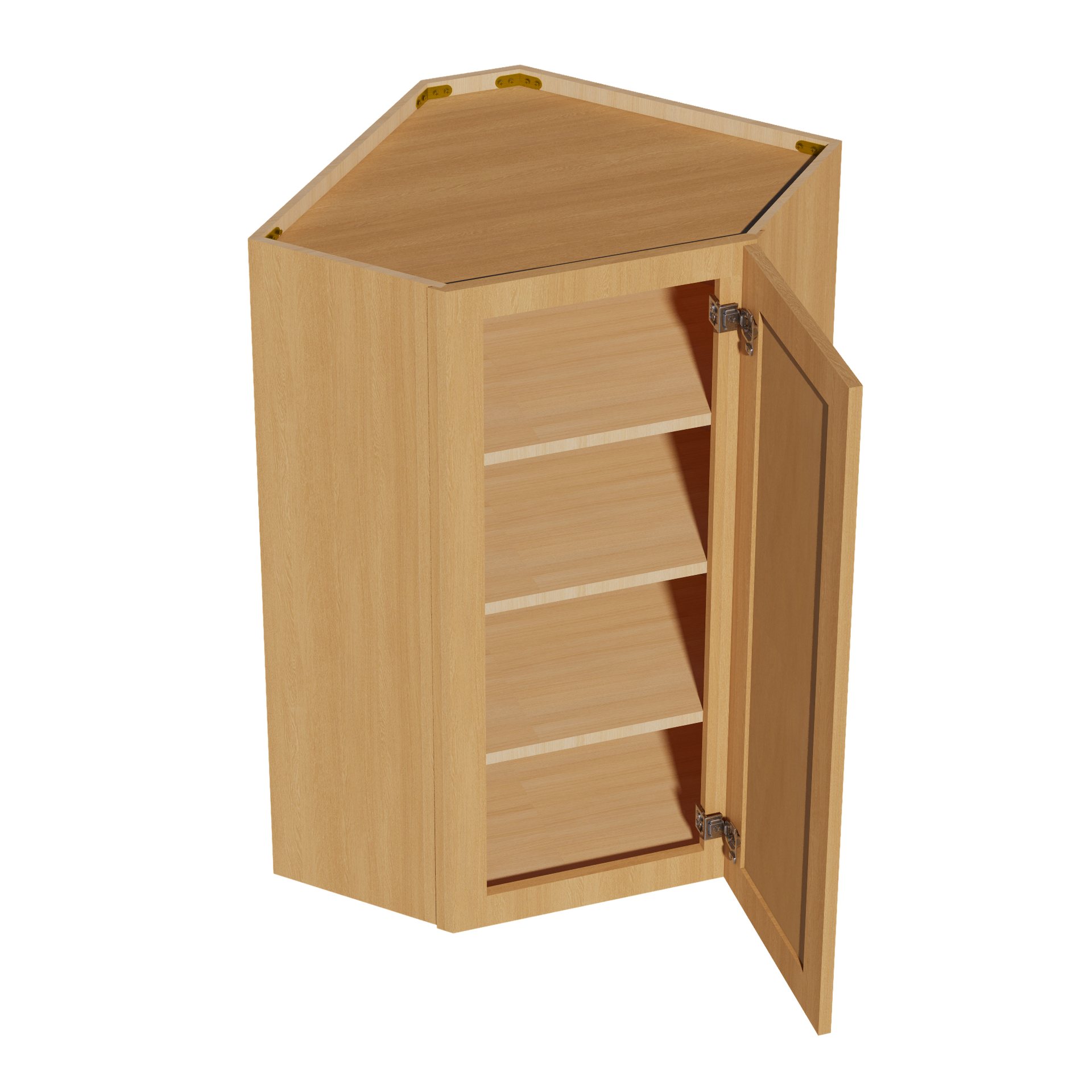 WDC2442-ST: Shaker Timber 24"W x 42"H 1 Door & 2 Shelves Diagonal Wall Corner Cabinet