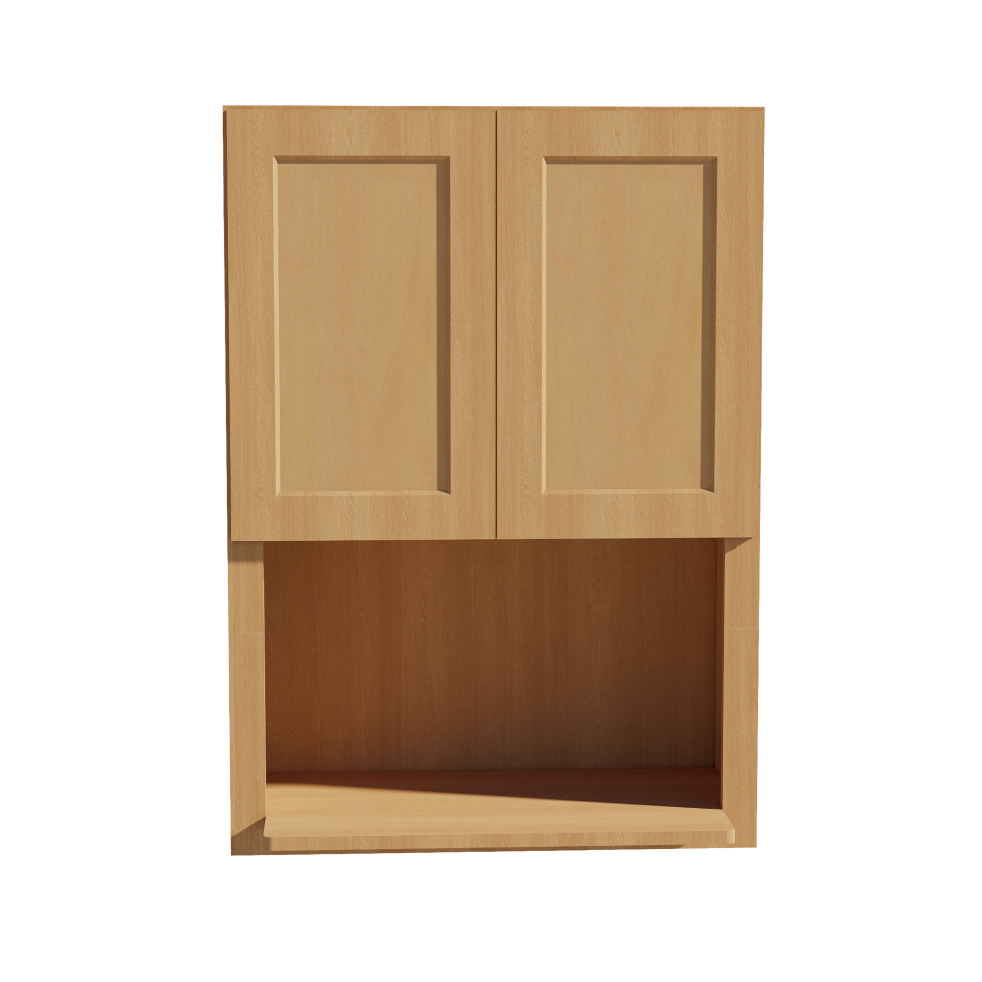 WM3042-ST: Shaker Timber 30"W x 42"H 2 Door & 1 Shelf Wall Built-in Microwave Cabinets
