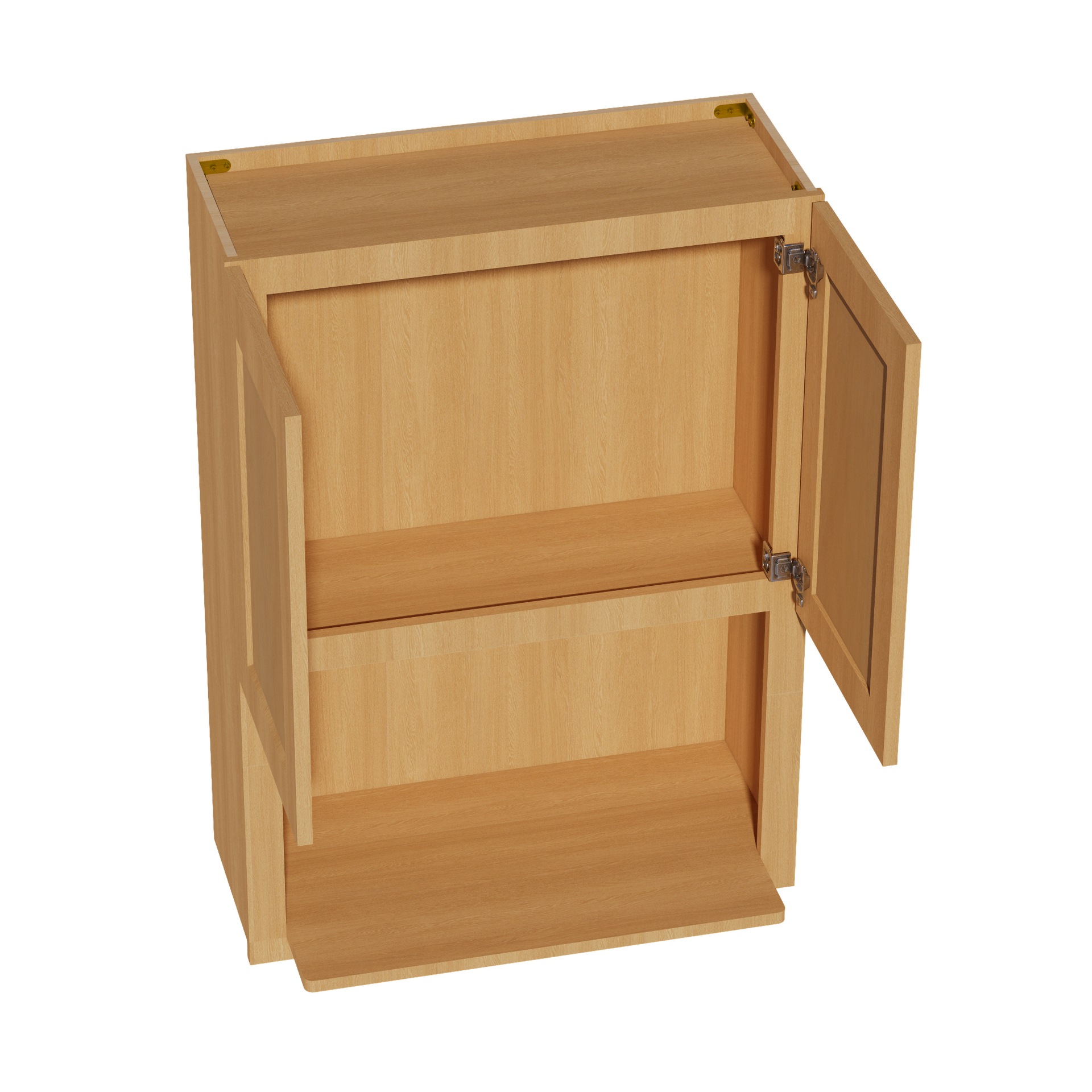 WM3042-ST: Shaker Timber 30"W x 42"H 2 Door & 1 Shelf Wall Built-in Microwave Cabinets