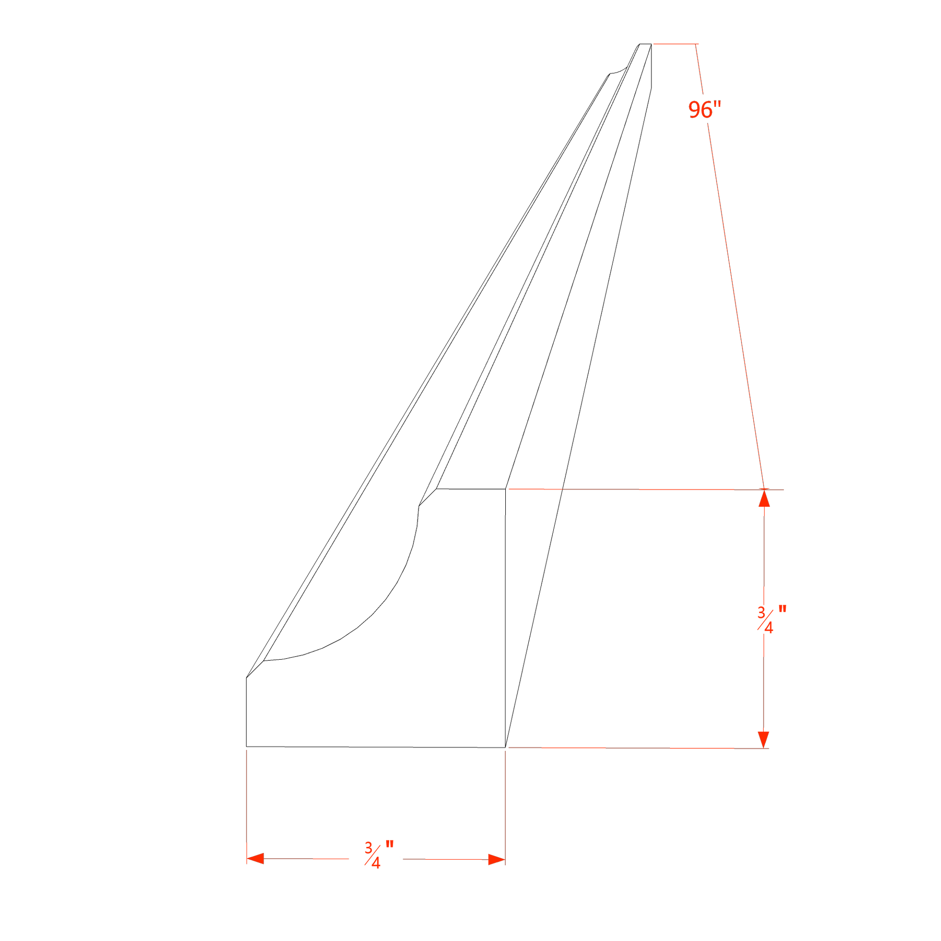 ICM8-ST  Inside Corner Molding - Shaker Style - Timber   96"W x 3/4"H x 3/4"D