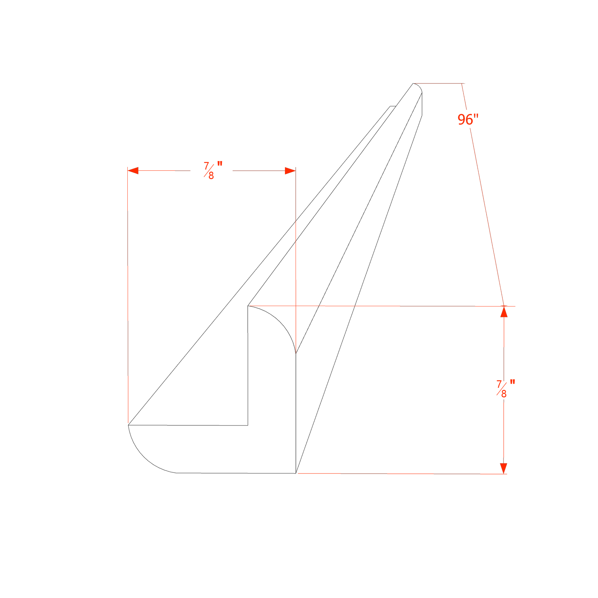 OCM8-SSAW  Outside Corner Molding - Shaker Style - Swan White   33"W x 96"H x 24"D