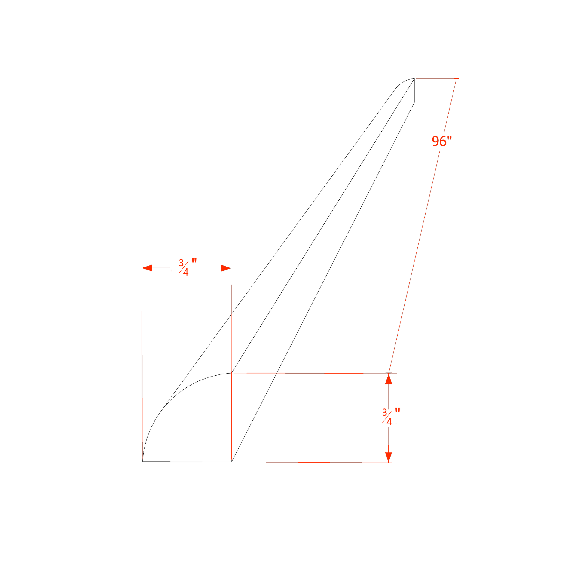 QRM-SSW  Quarter Round Shoe Molding - Slim Shaker Style - White   3/4"W x 96"H x 3/4"D