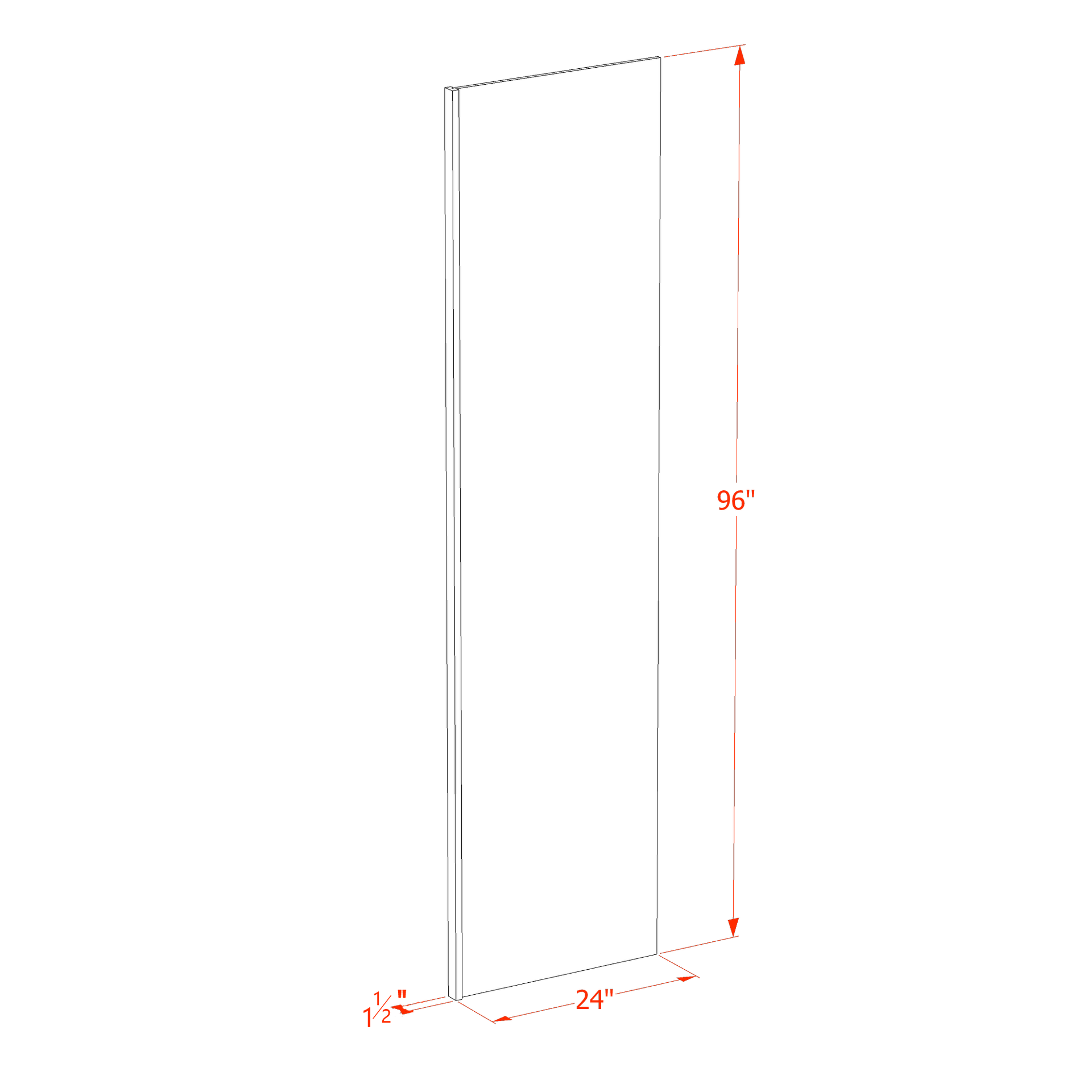 REP2496-SG  Refrigerator Return Panel - Shaker Style - Green   1-1/2"W x 96"H x 24"D