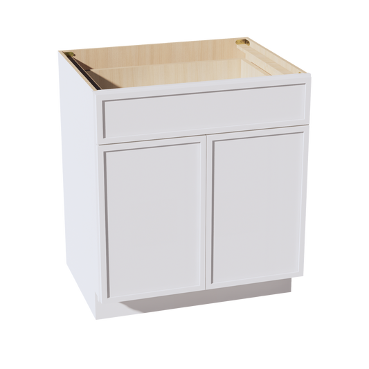 B30-SSW  Base cabinet - Slim Shaker Style - White   30"W x 34-1/2"H x 24"D