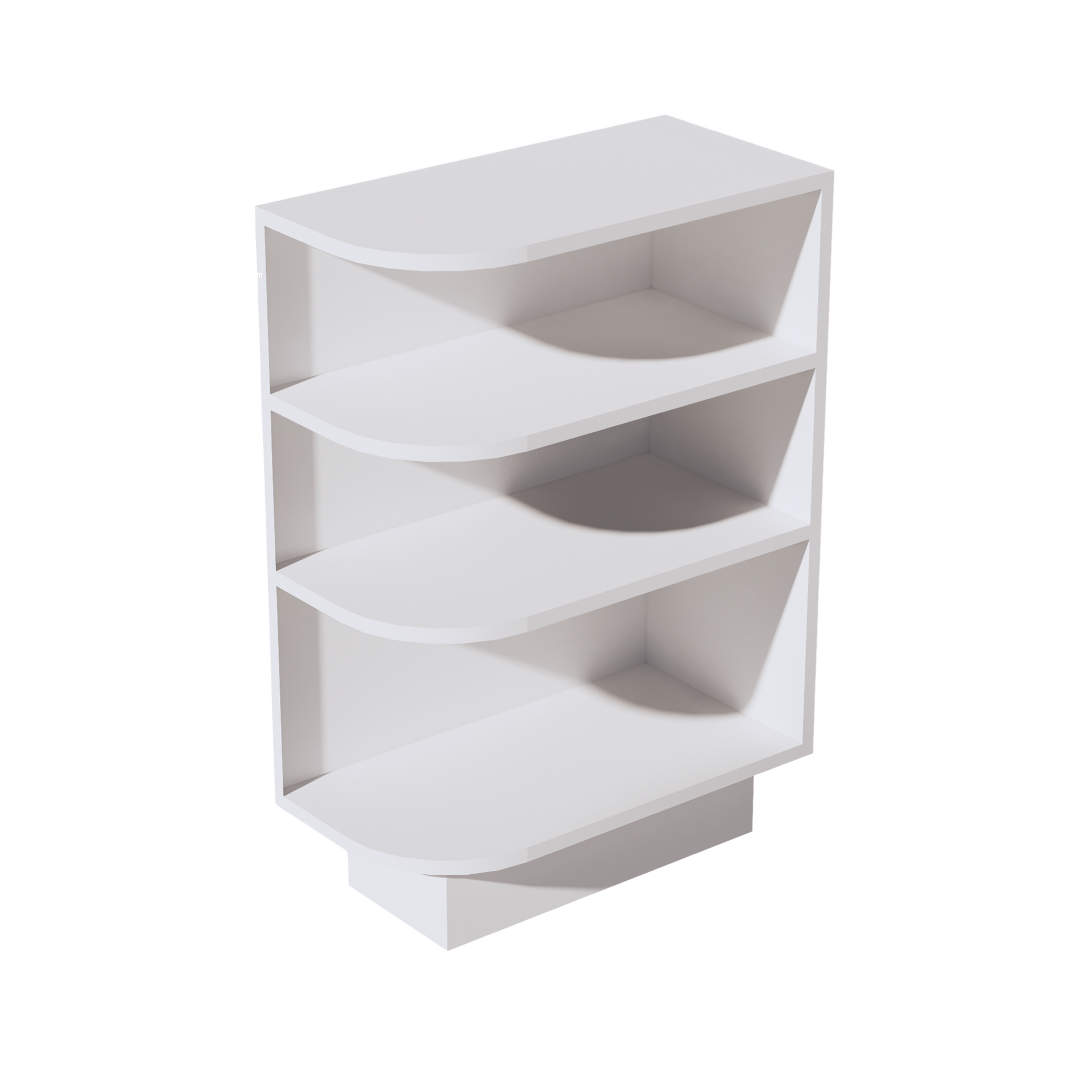 BES12R-SSW  Base cabinet 4 Sheleves End Corner Cabinet Right - Slim Shaker Style - White   12"W x 34-1/2"H x 24"D