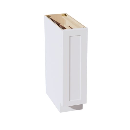 BF09-PO-SSW  Base cabinet Full Door Pull Out Spice Rack - Slim Shaker Style - White   09"W x 34-1/2"H x 24"D