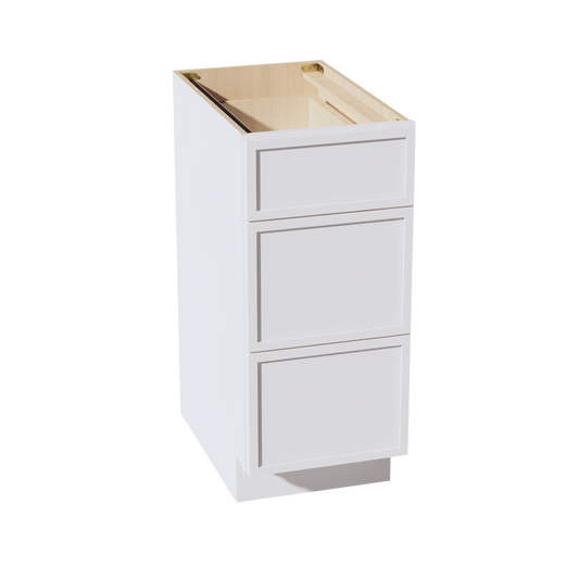 DB15-SSW  Base Cabinet 3 Drawers - Slim Shaker Style - White   15"W x 34-1/2"H x 24"D