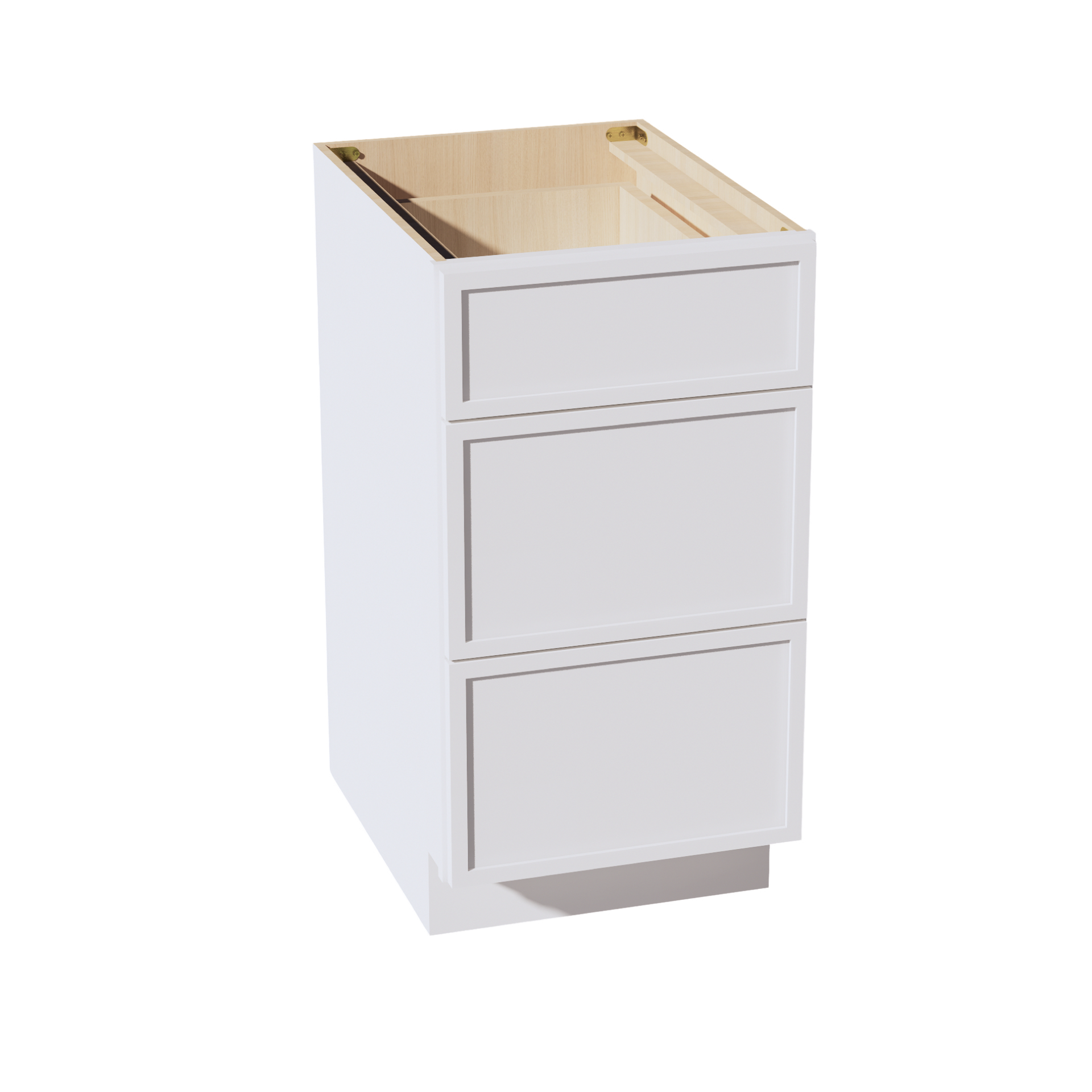 DB18-SSW  Base Cabinet 3 Drawers - Slim Shaker Style - White   18"W x 34-1/2"H x 24"D