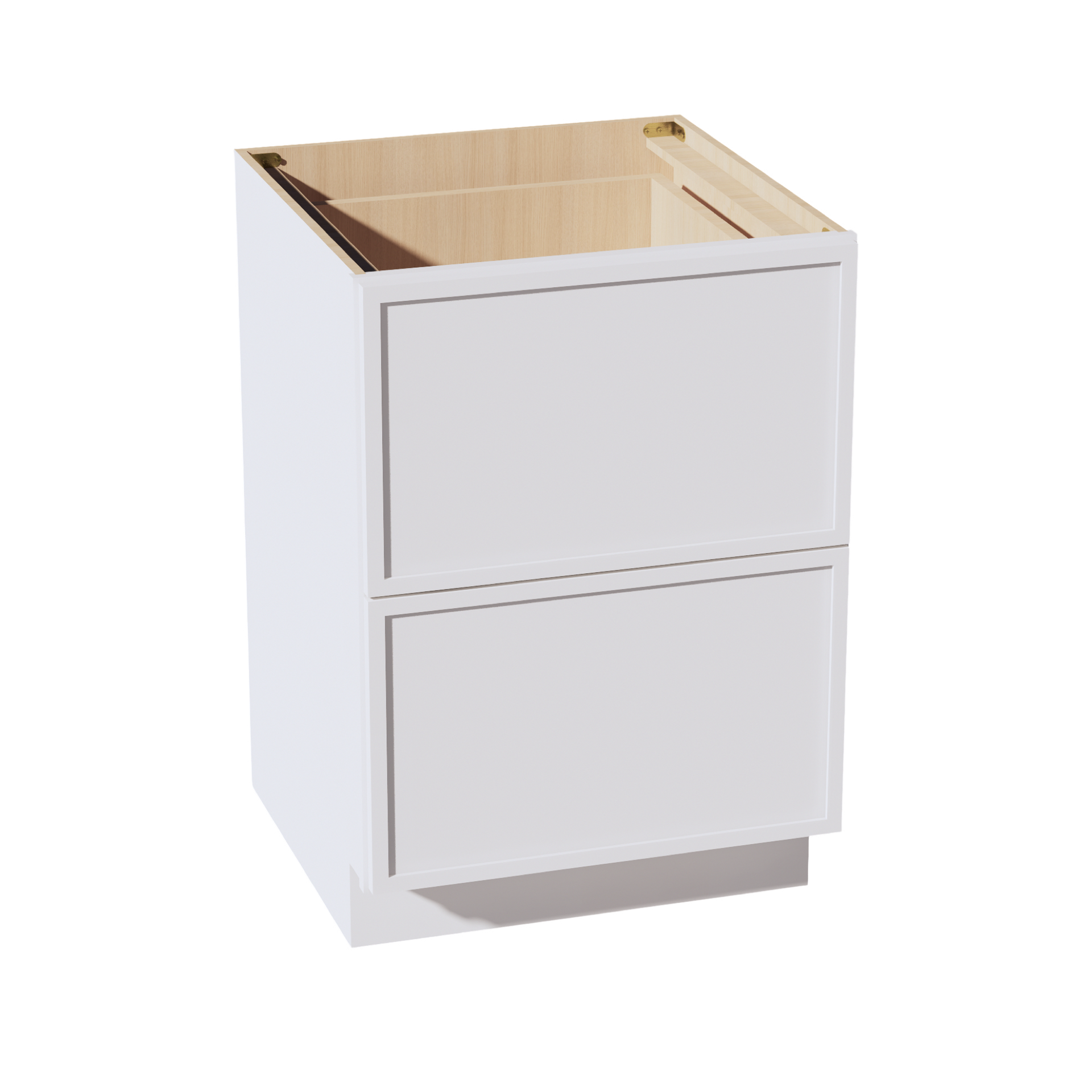 DB24-2-SSW  Base Cabinet 3 Drawers - Slim Shaker Style - White   24"W x 34-1/2"H x 24"D