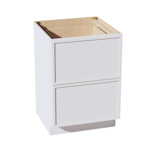 DB24-2-SSW  Base Cabinet 3 Drawers - Slim Shaker Style - White   24"W x 34-1/2"H x 24"D