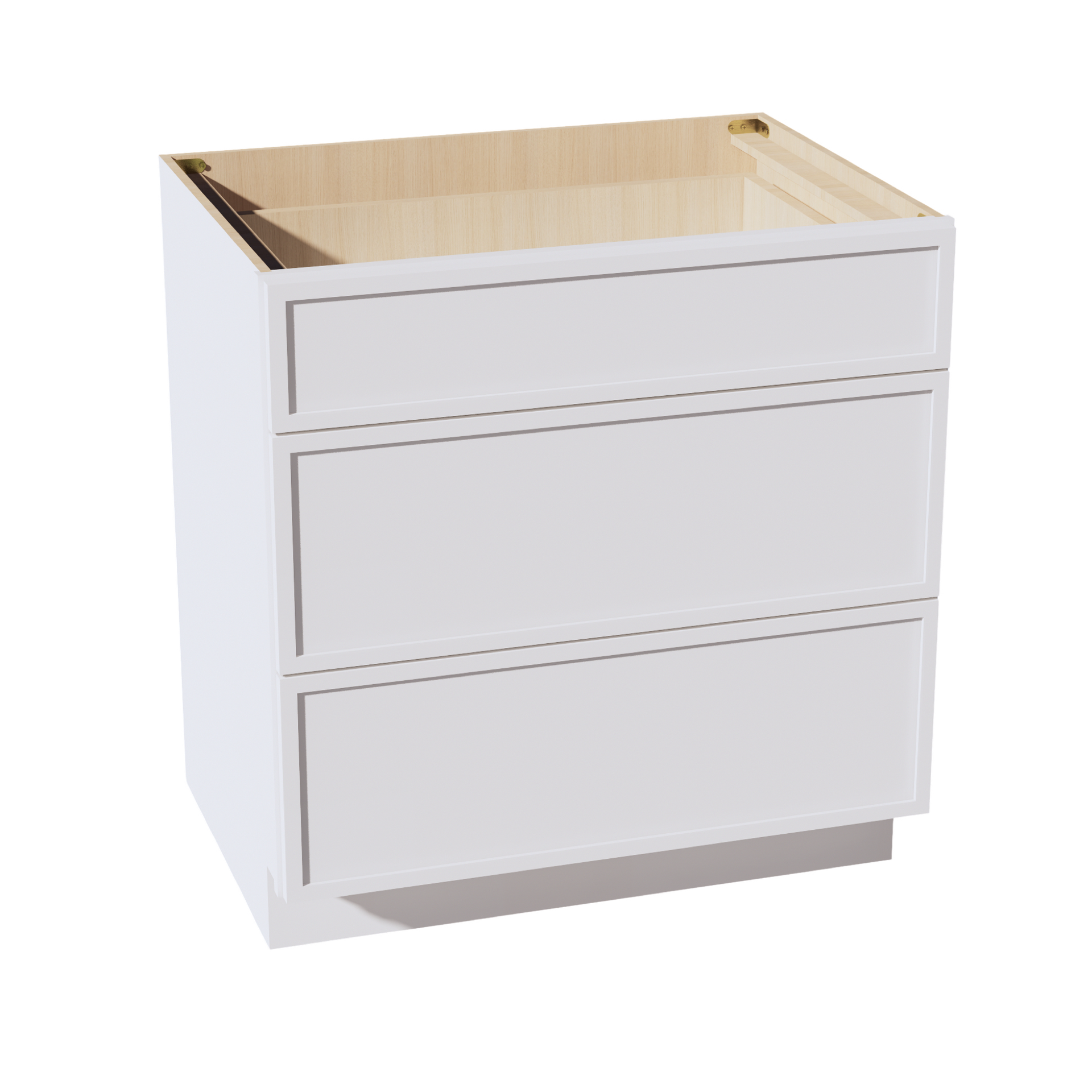 DB33-SSW  Base Cabinet 3 Drawers - Slim Shaker Style - White   33"W x 34-1/2"H x 24"D