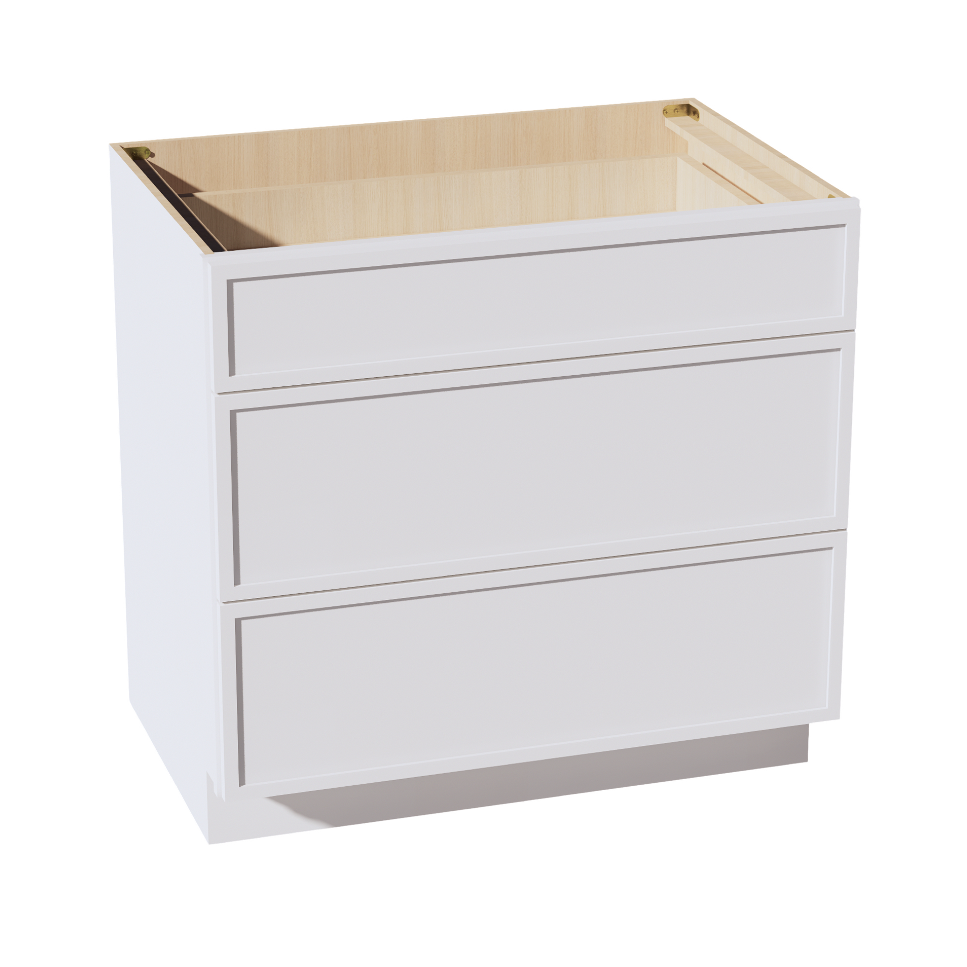 DB36-SSW  Base Cabinet 3 Drawers - Slim Shaker Style - White   36"W x 34-1/2"H x 24"D