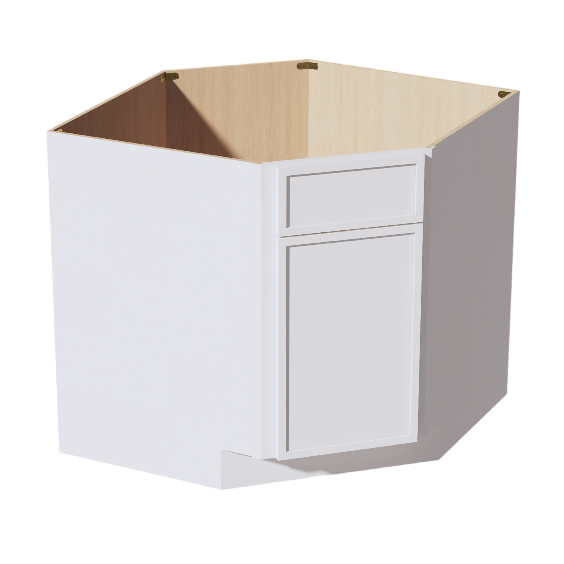 DSB36-SSW  Base Cabinet 1 Door 1 False Drawer Corner Sink - Slim Shaker Style - White   18"W x 34-1/2"H x 24"D