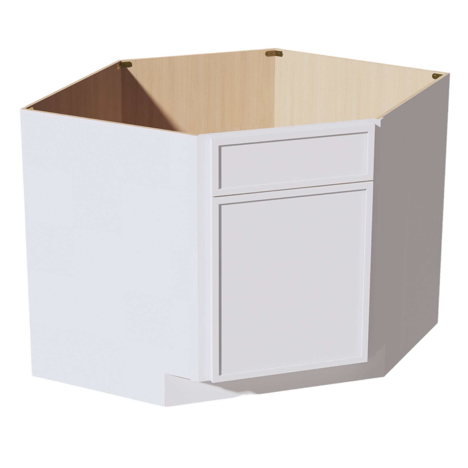 DSB42-SSW  Base Cabinet 1 Door 1 False Drawer Corner Sink - Slim Shaker Style - White   27"W x 34-1/2"H x 24"D
