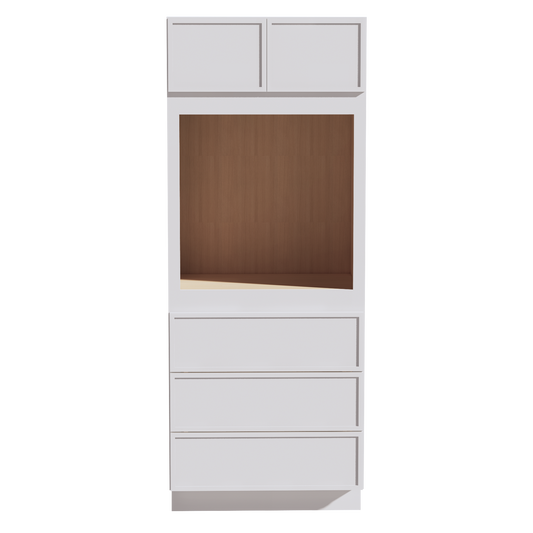 OC3384-SSW  Tall Oven 2 Door & 3 Drawers Cabinet - Slim Shaker Style - White   33"W x 84"H x 24"D