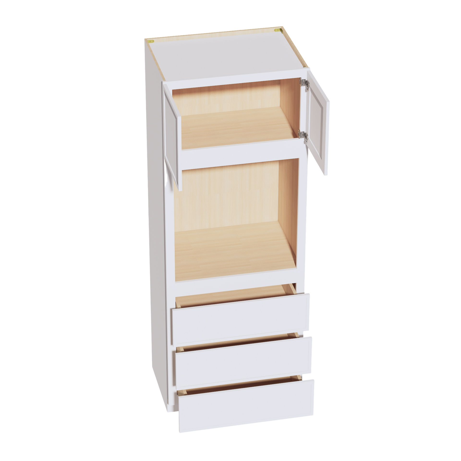 OC3390-SSW  Tall Oven 2 Door & 3 Drawers Cabinet - Slim Shaker Style - White   33"W x 90"H x 24"D