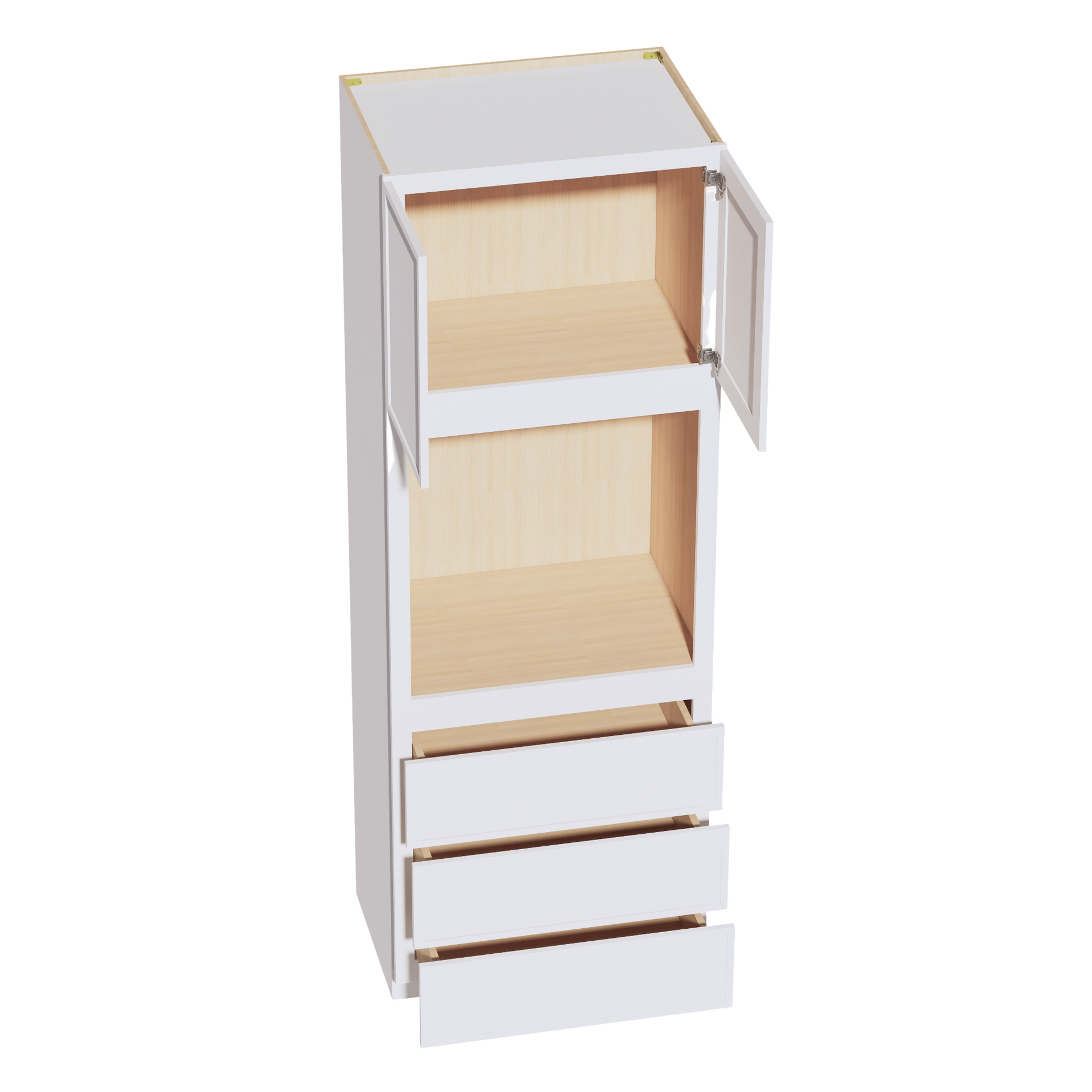 OC3396-SSW  Tall Oven 2 Door & 3 Drawers Cabinet - Slim Shaker Style - White   33"W x 96"H x 24"D
