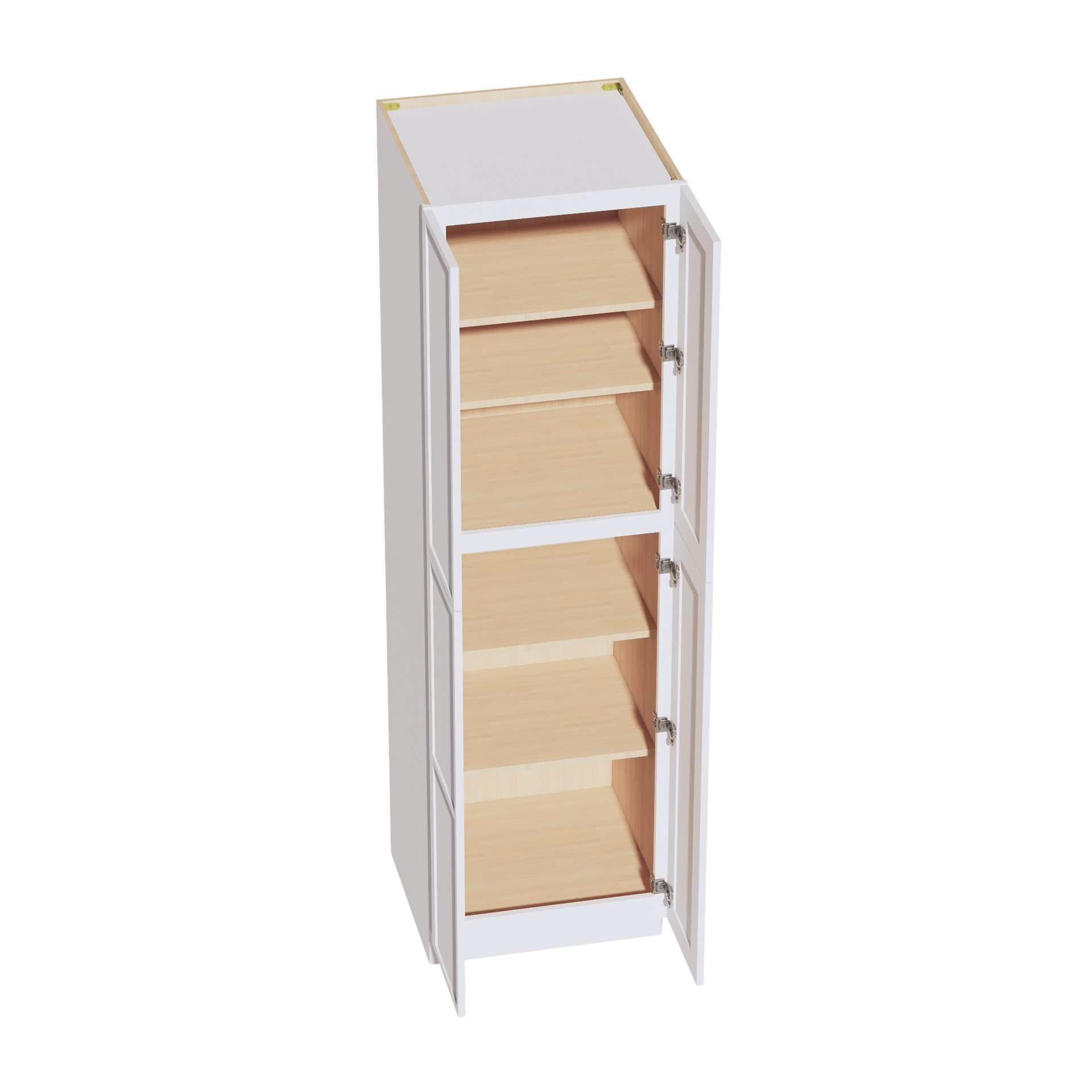 TP2484-SSW  Tall Shelf Pantry Cabinet 4 Door & 6 Sheleves - Slim Shaker Style - White   24" W x 84"H x 24"D