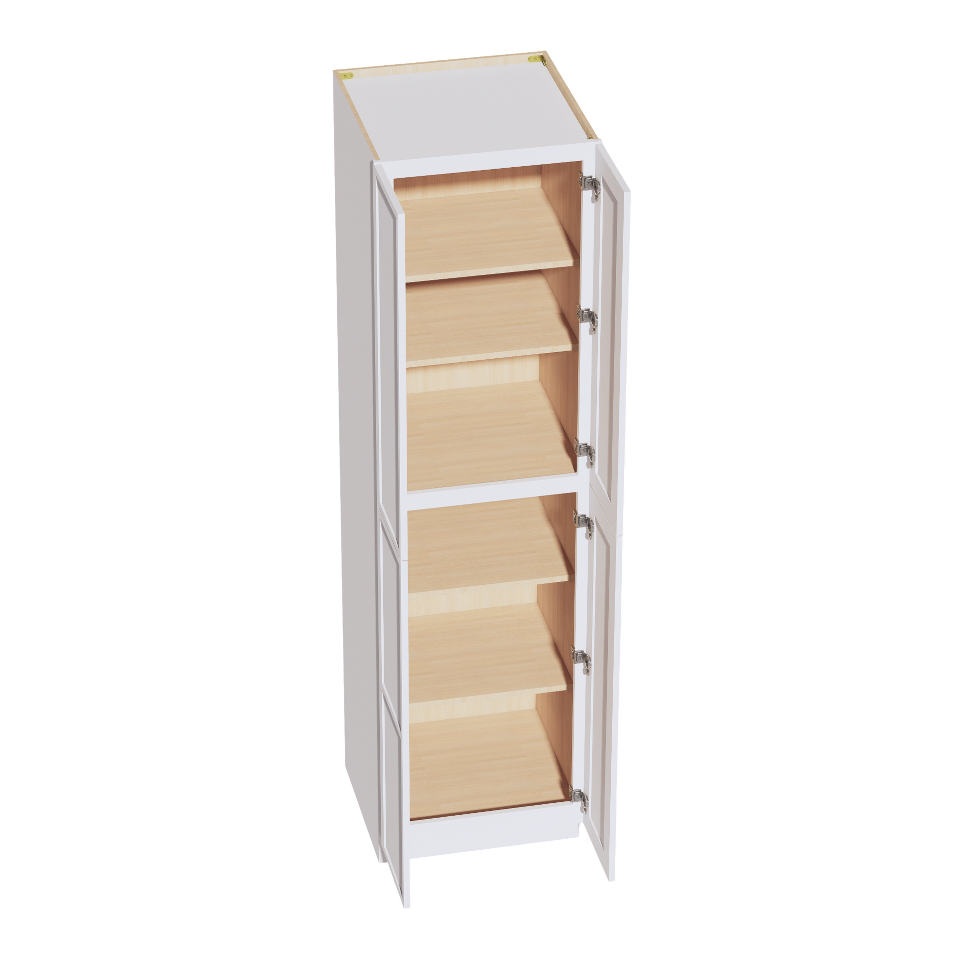 TP2490-SSW  Tall Shelf Pantry Cabinet 4 Door & 6 Sheleves - Slim Shaker Style - White   24" W x 90"H x 24"D